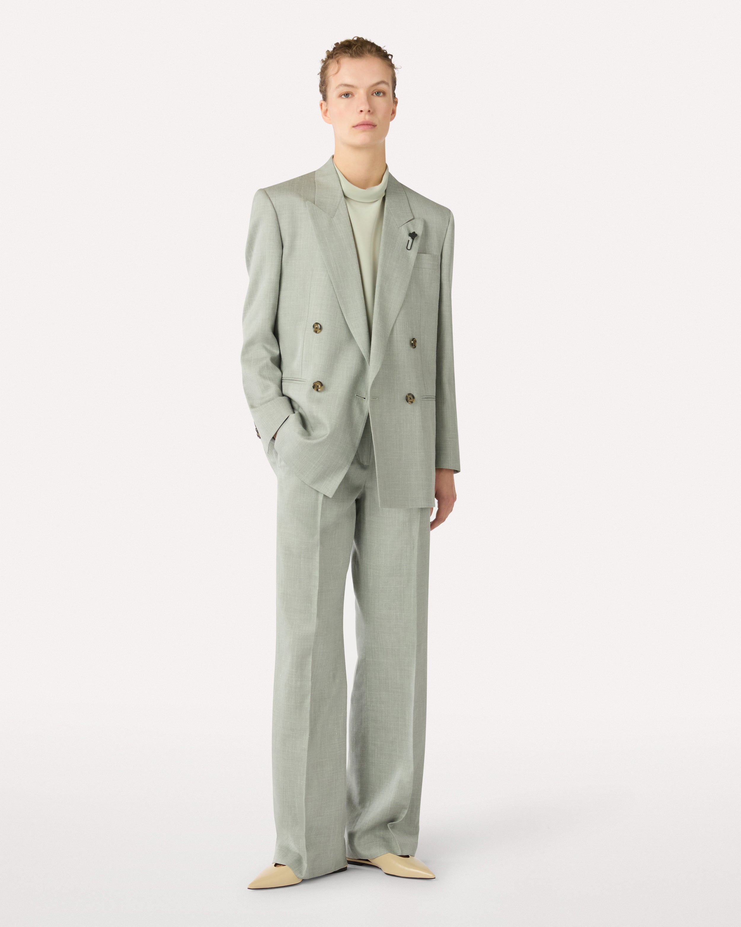 Tailored green twill trousers GREEN Lardini 2