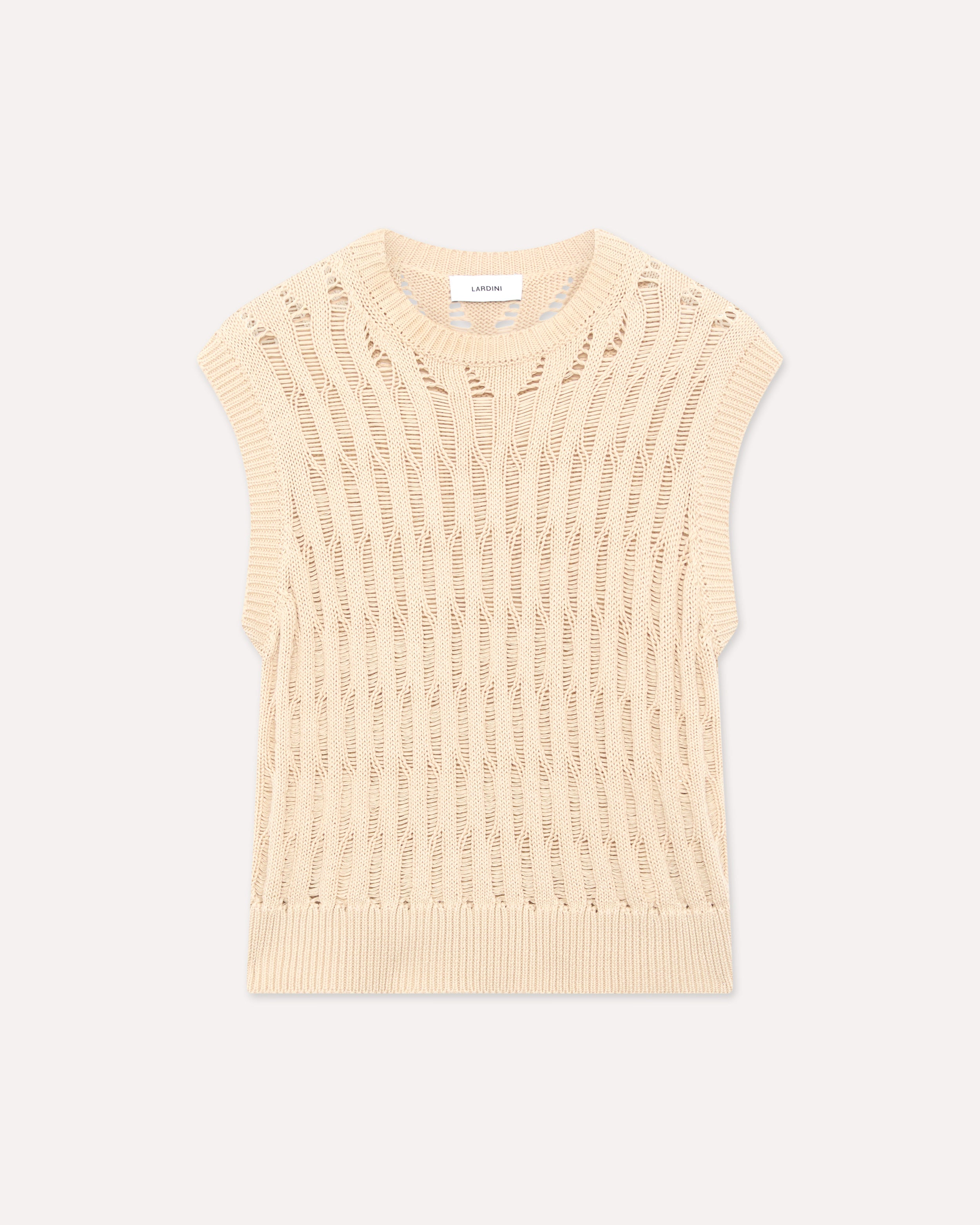 Cream cotton fine-gauge crewneck vest CREAM Lardini 1