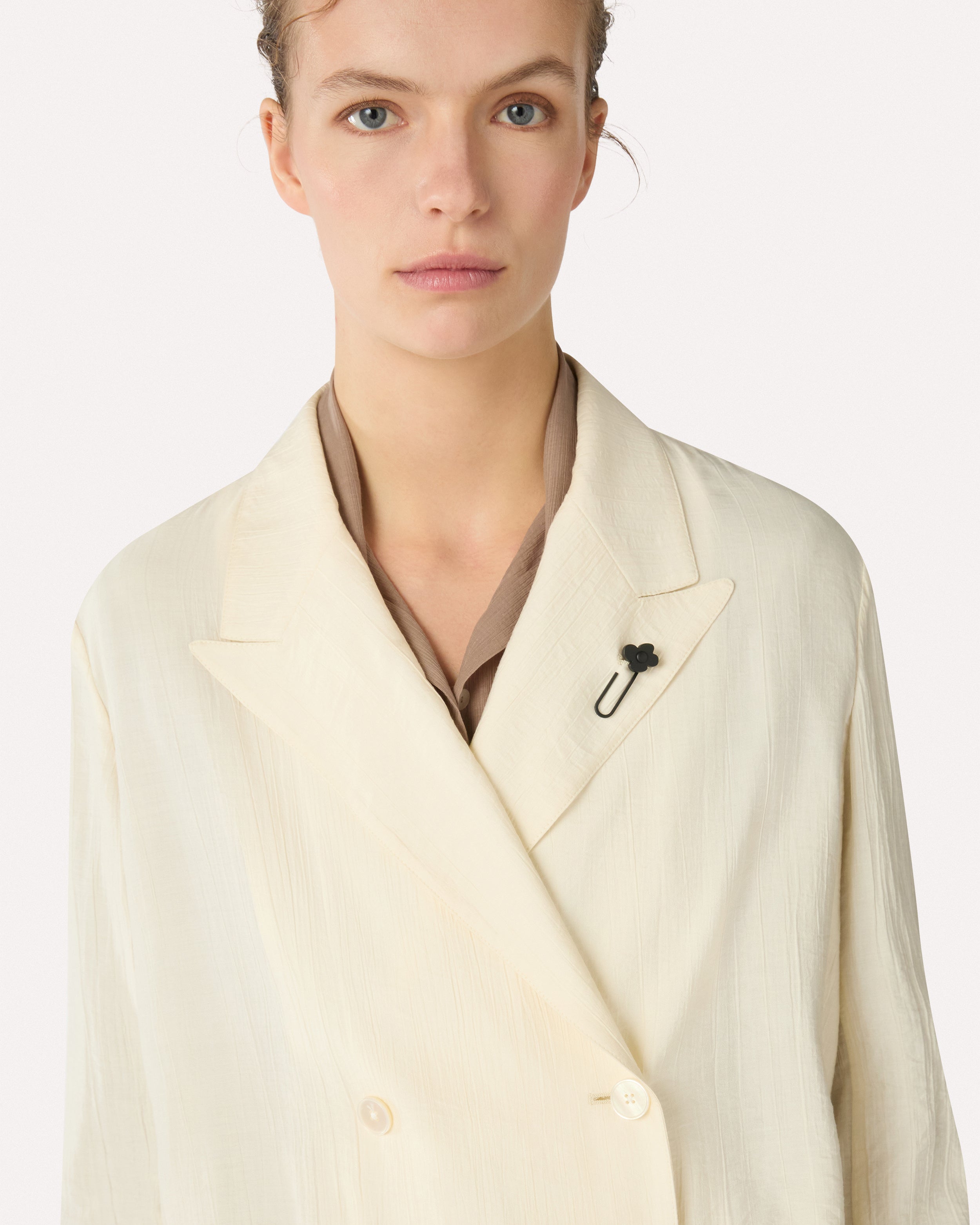 Deconstructed cream viscose blazer CREAM Lardini 3