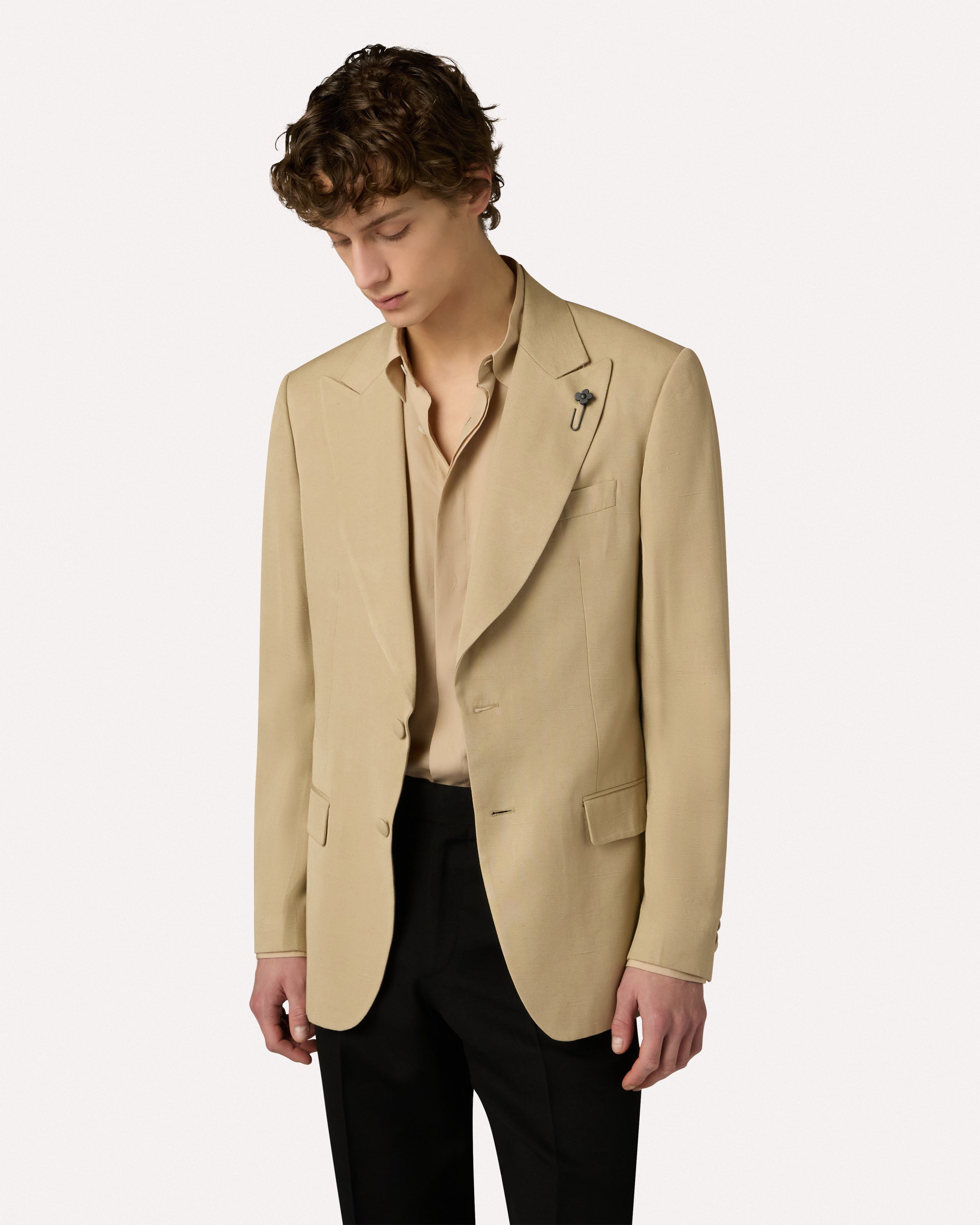 Veste à simple boutonnage camel en EcoVero CAMEL Lardini 4
