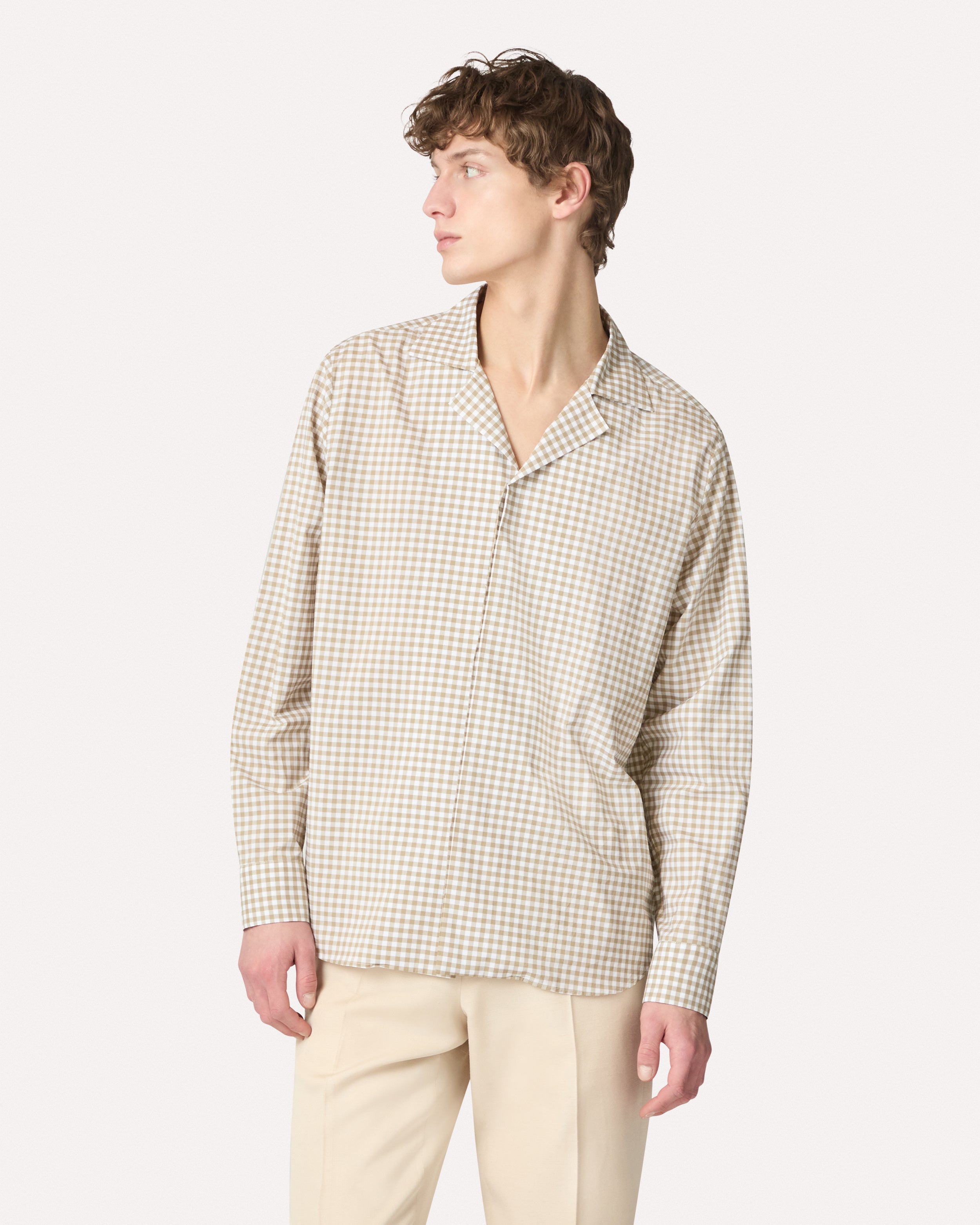 Camicia a quadretti bicolor dalla vestibilità rilassata WHITE/GREEN Lardini 3