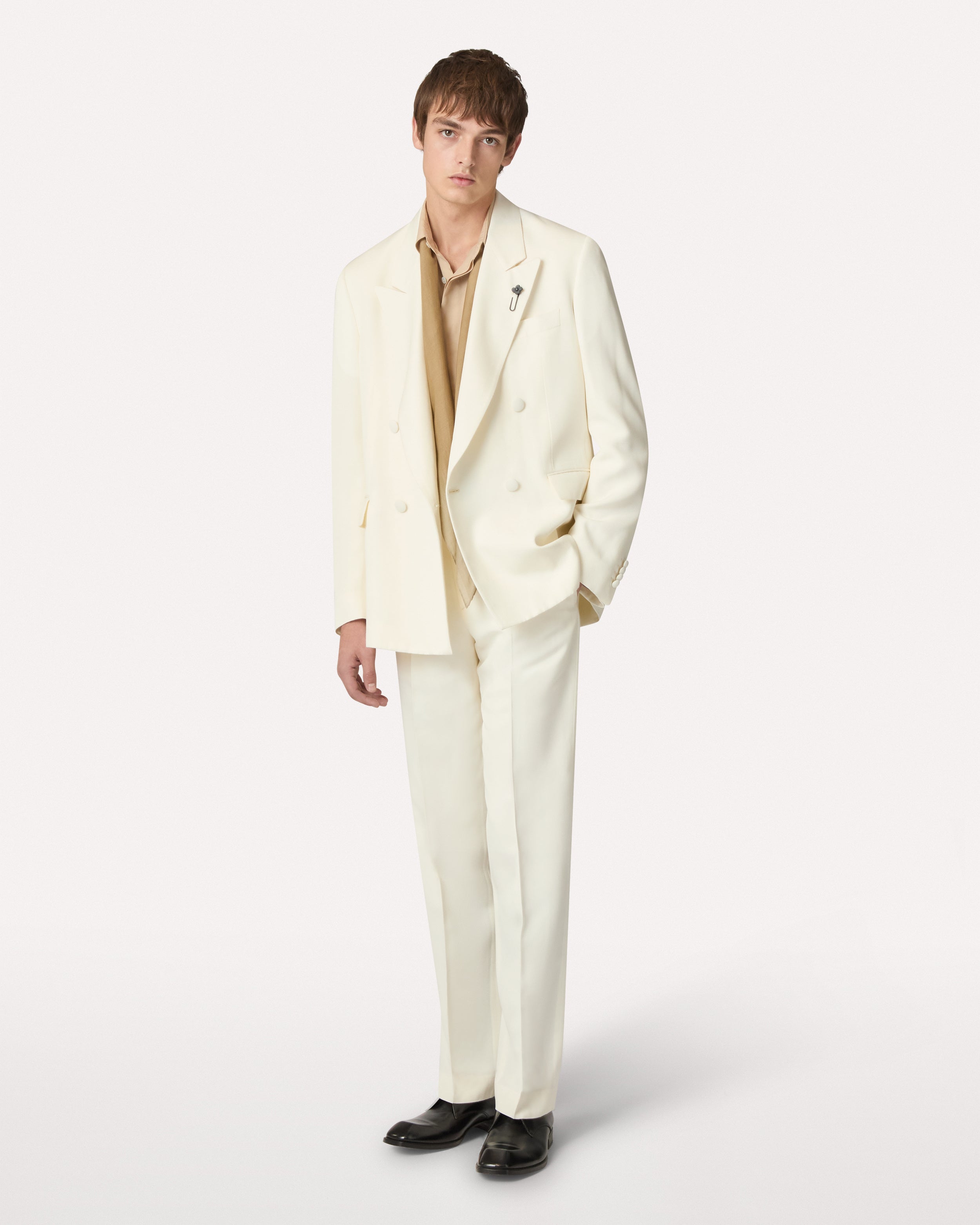 Cream trousers in EcoVero CREAM Lardini 2