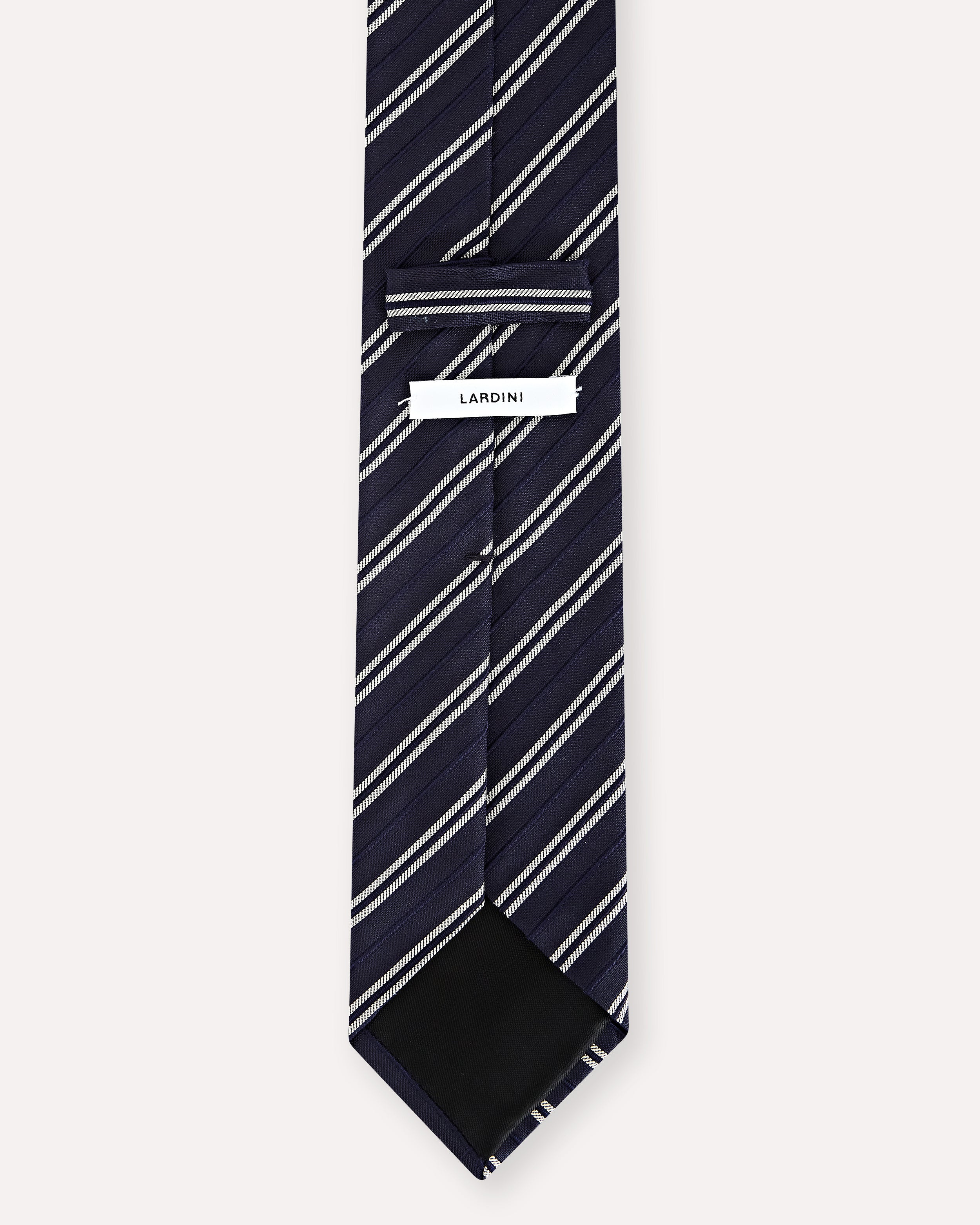 Blue and beige jacquard silk and cotton tie BLUE/BEIGE Lardini 2