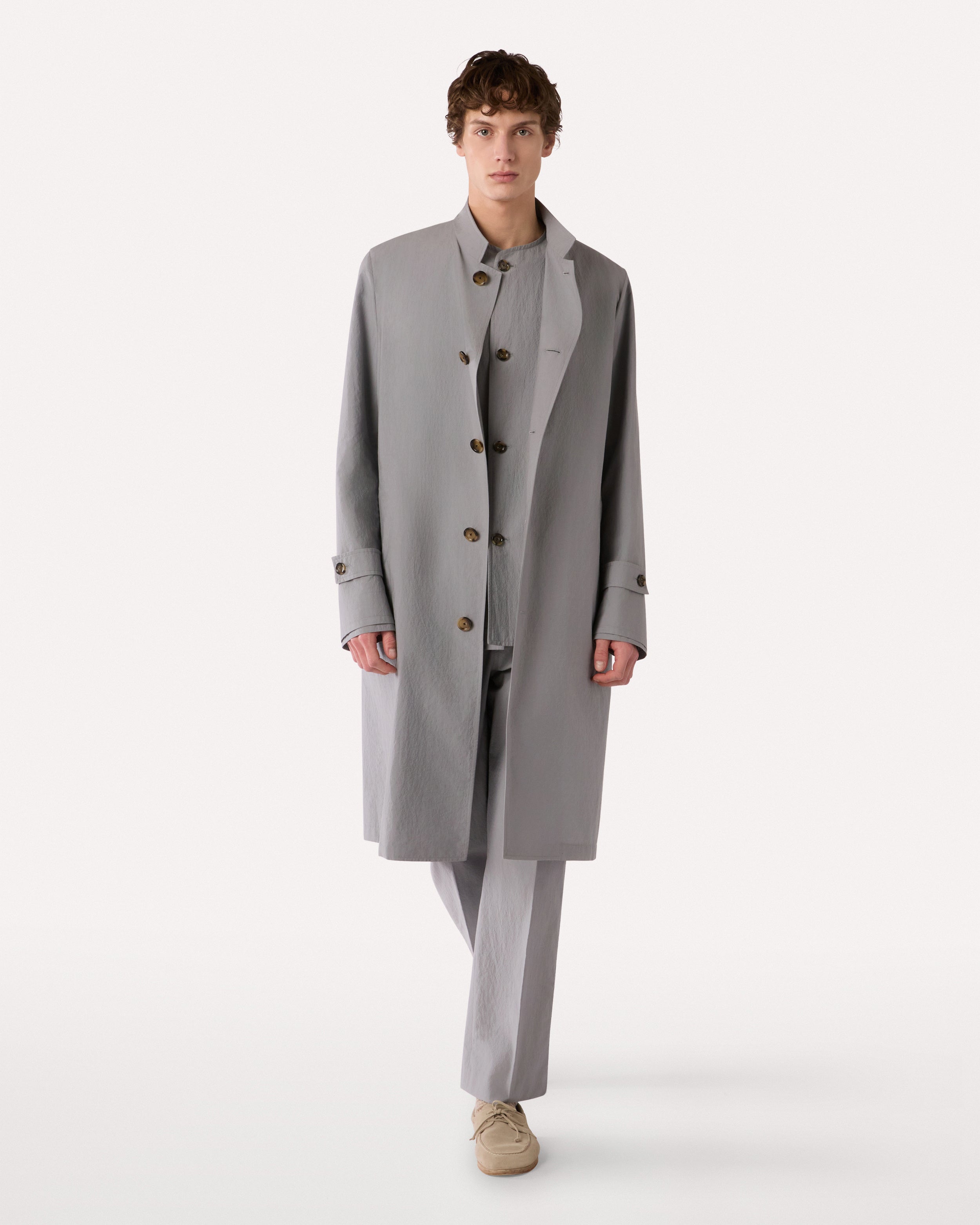 Grey duster coat in cotton blend GREY Lardini 2