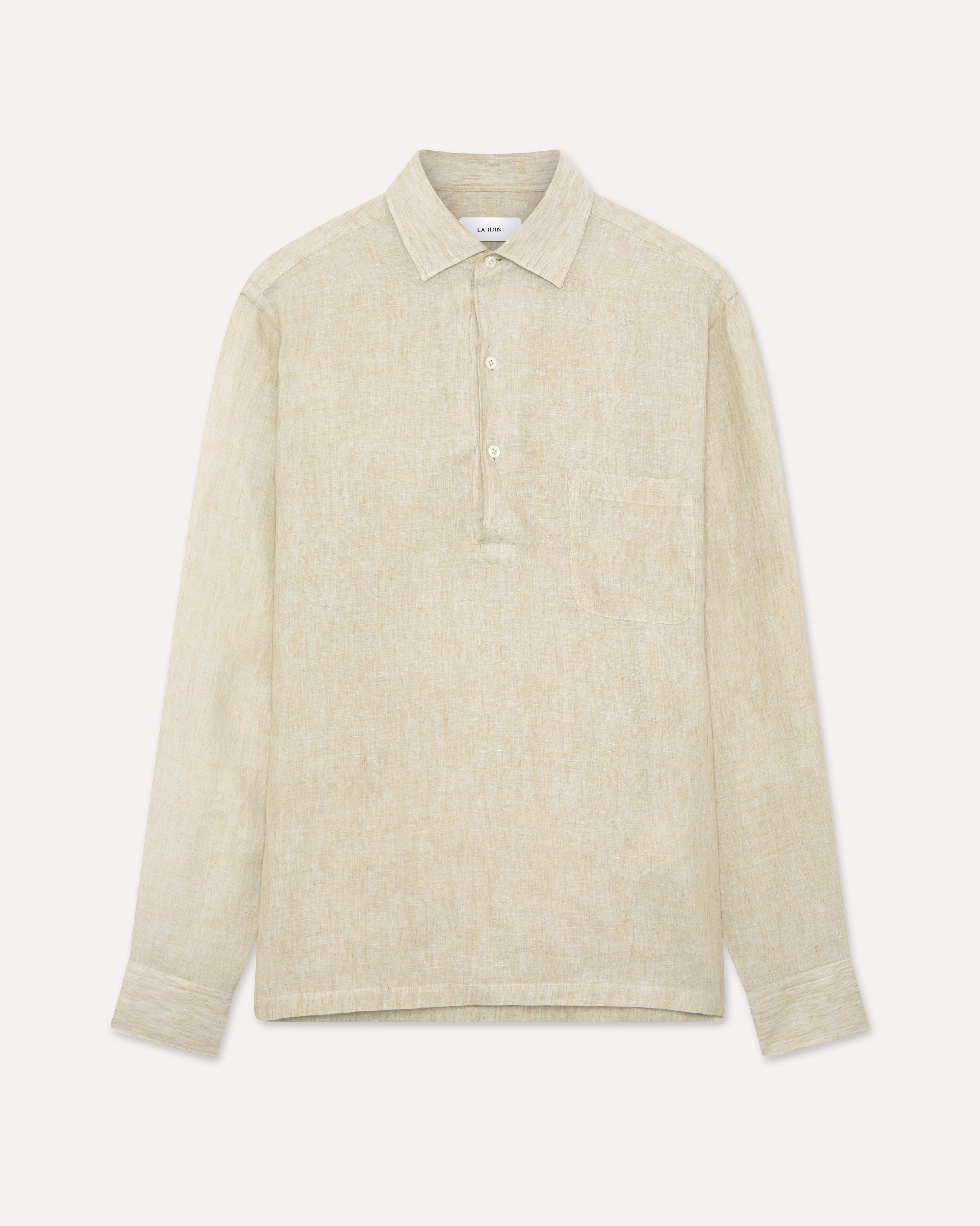 Camicia polo in lino delavé beige e salvia BEIGE/SAGE GREEN Lardini 1