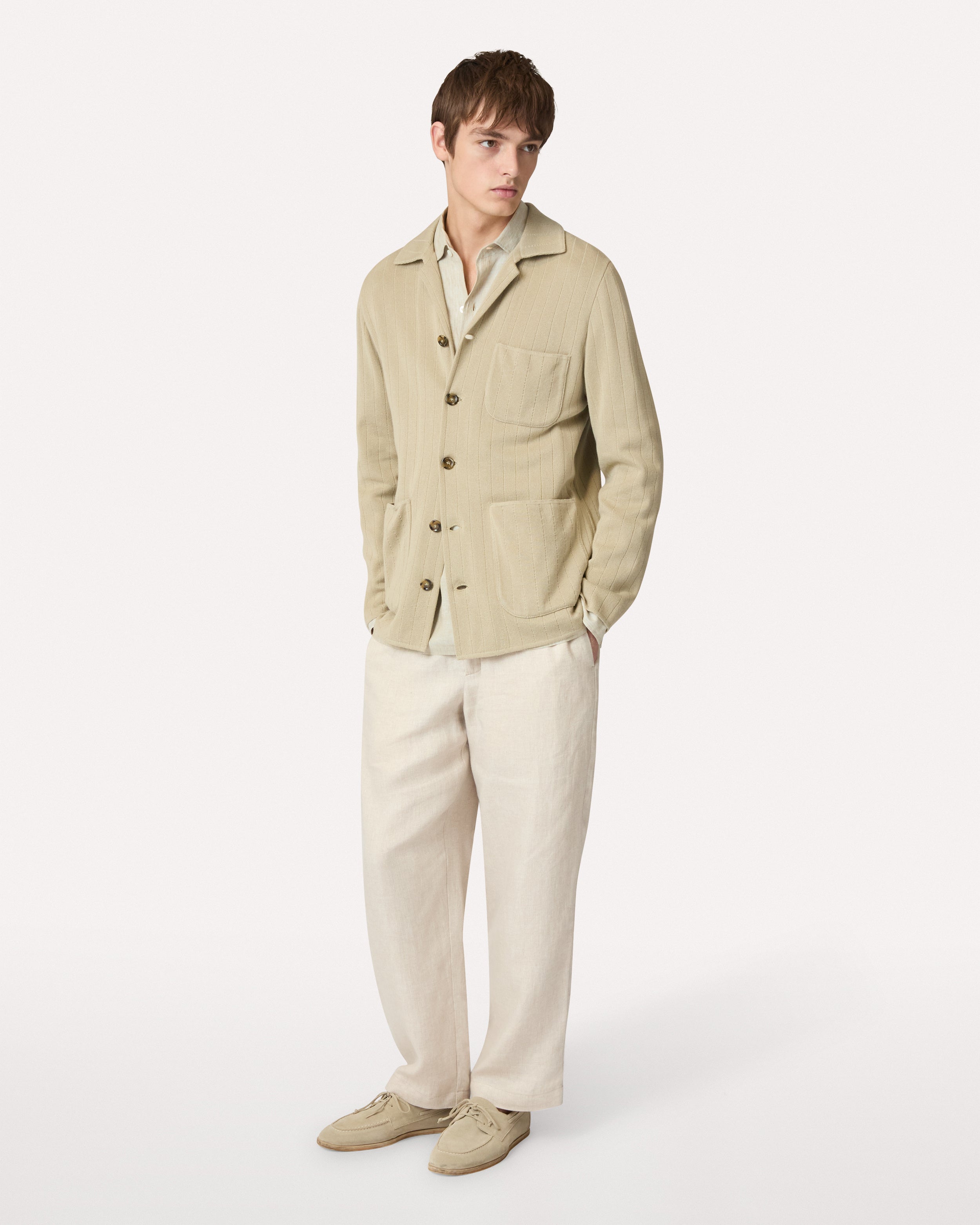 Camicia polo in lino delavé beige e salvia BEIGE/SAGE GREEN Lardini 2