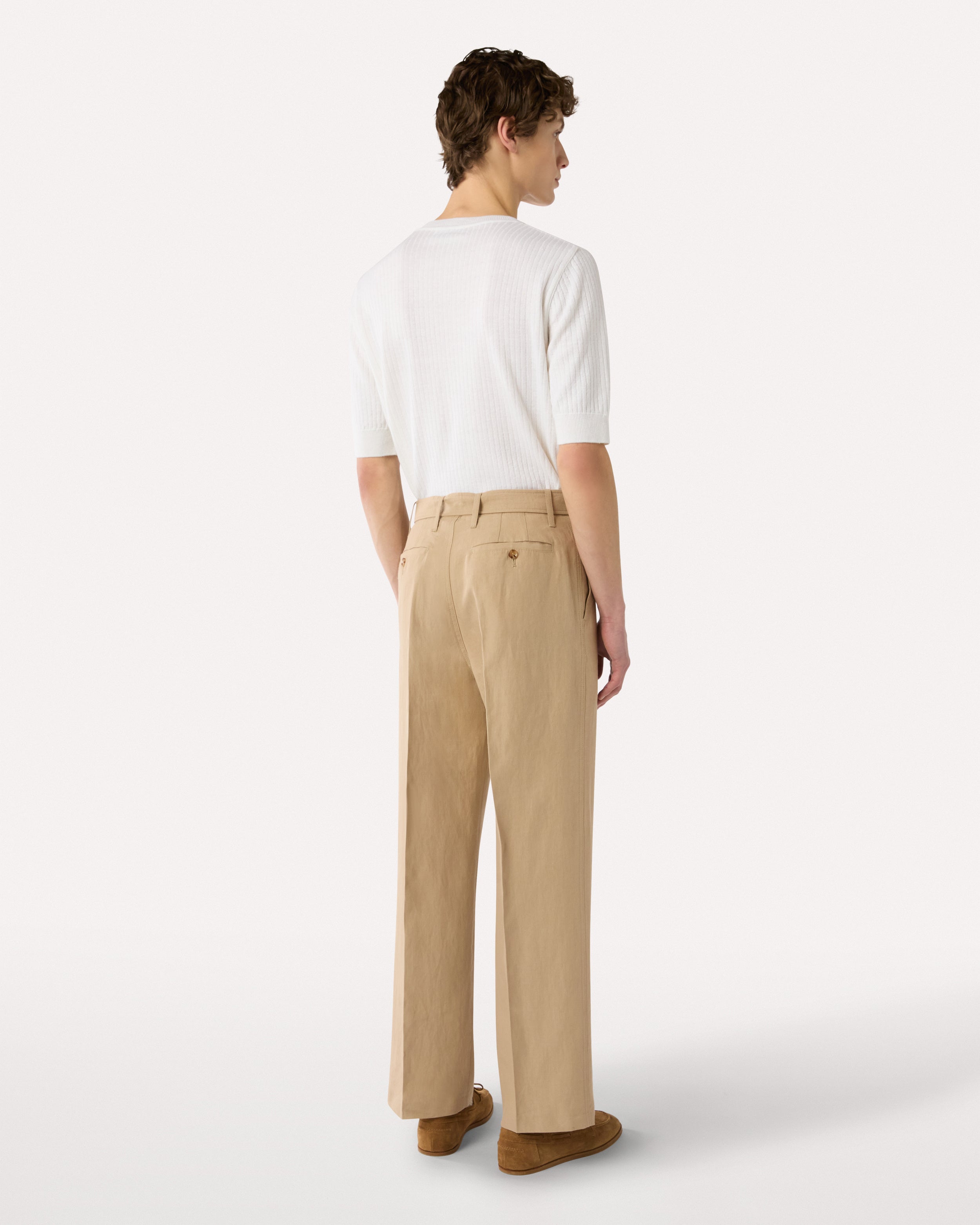 Beige Hose aus Leinen Baumwolle und Seide BEIGE Lardini 5