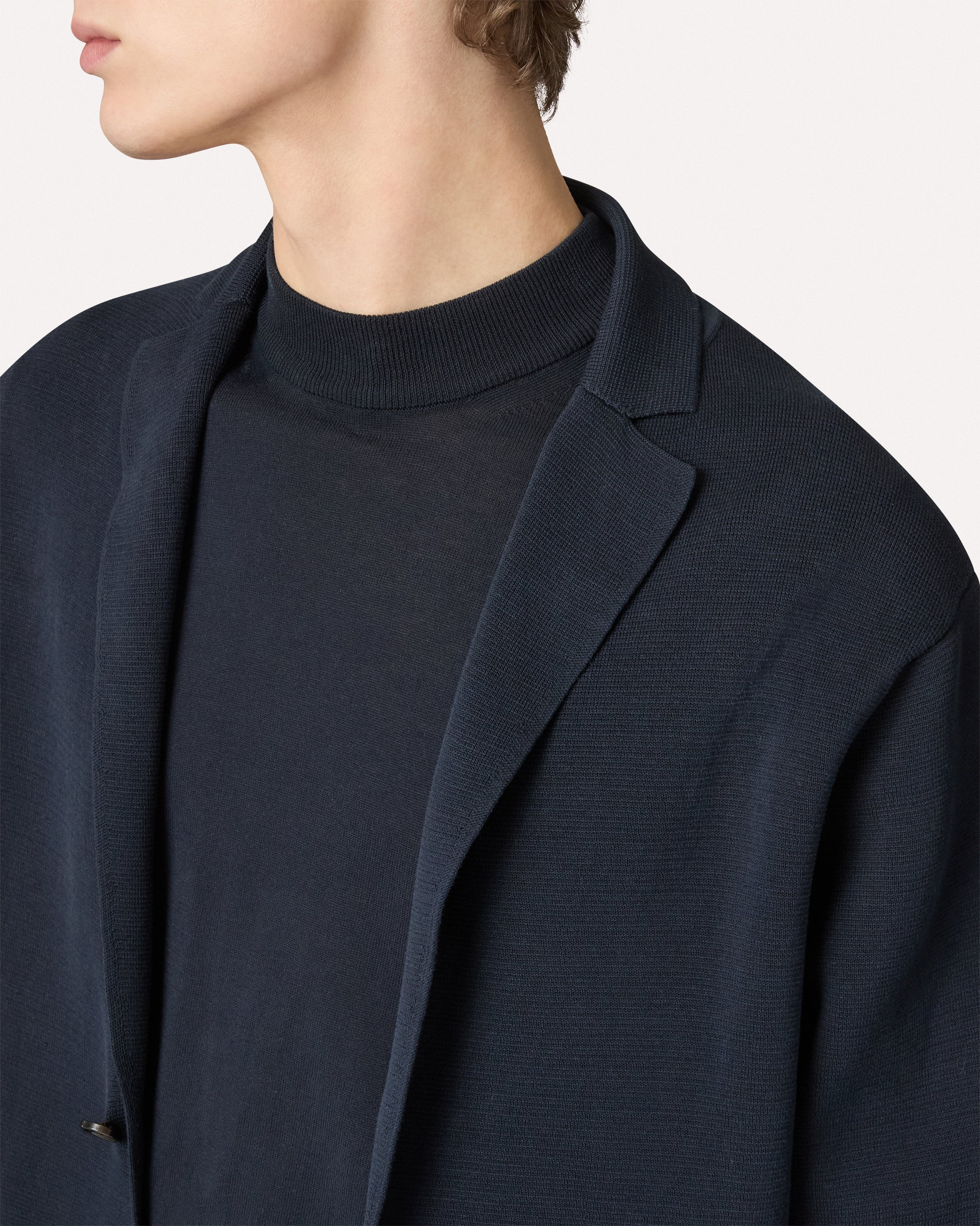 Blue single-breasted knit jacket BLUE Lardini 4