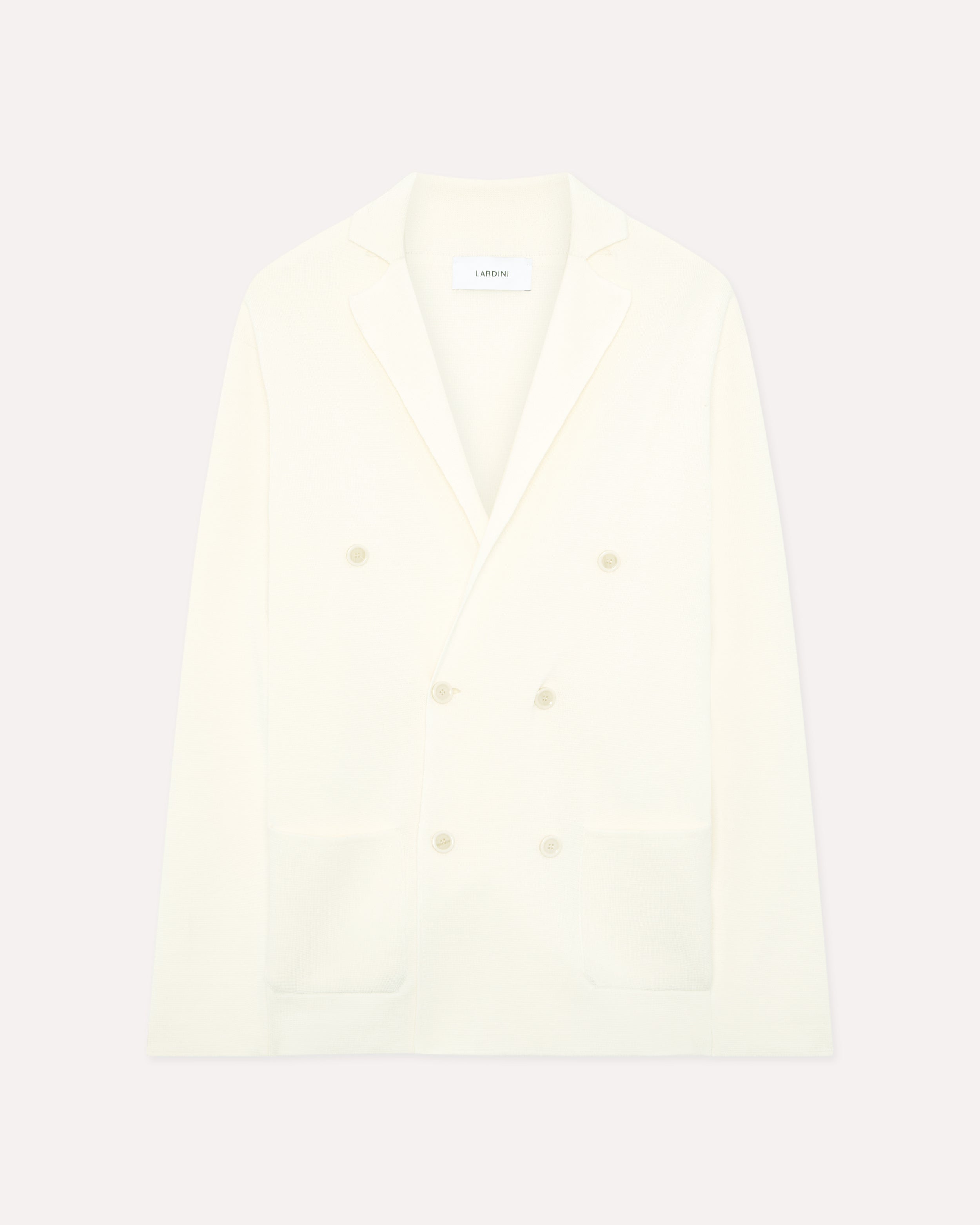 Double-breasted white cotton knit jacket WHITE Lardini 1