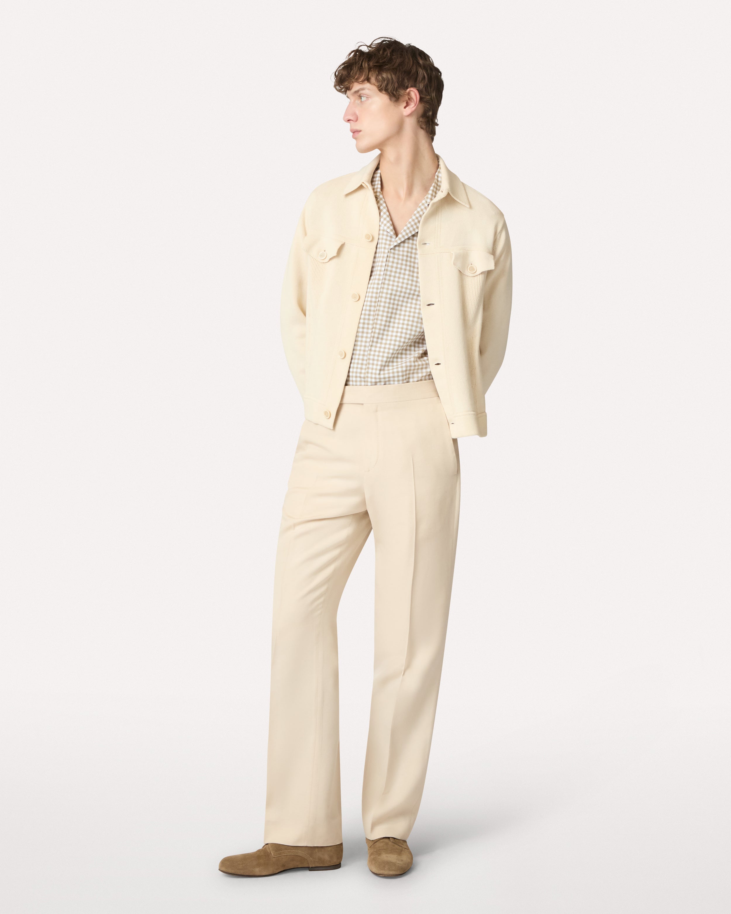 Giacca trucker in maglia di cotone bianca WHITE Lardini 2