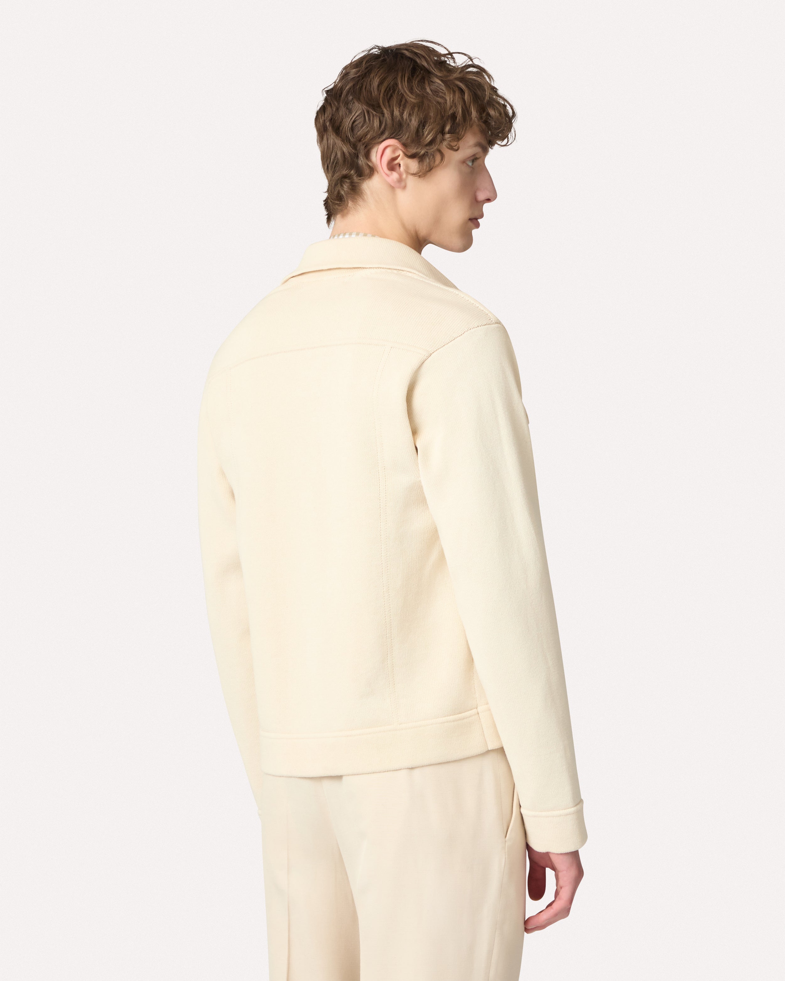 Giacca trucker in maglia di cotone bianca WHITE Lardini 5