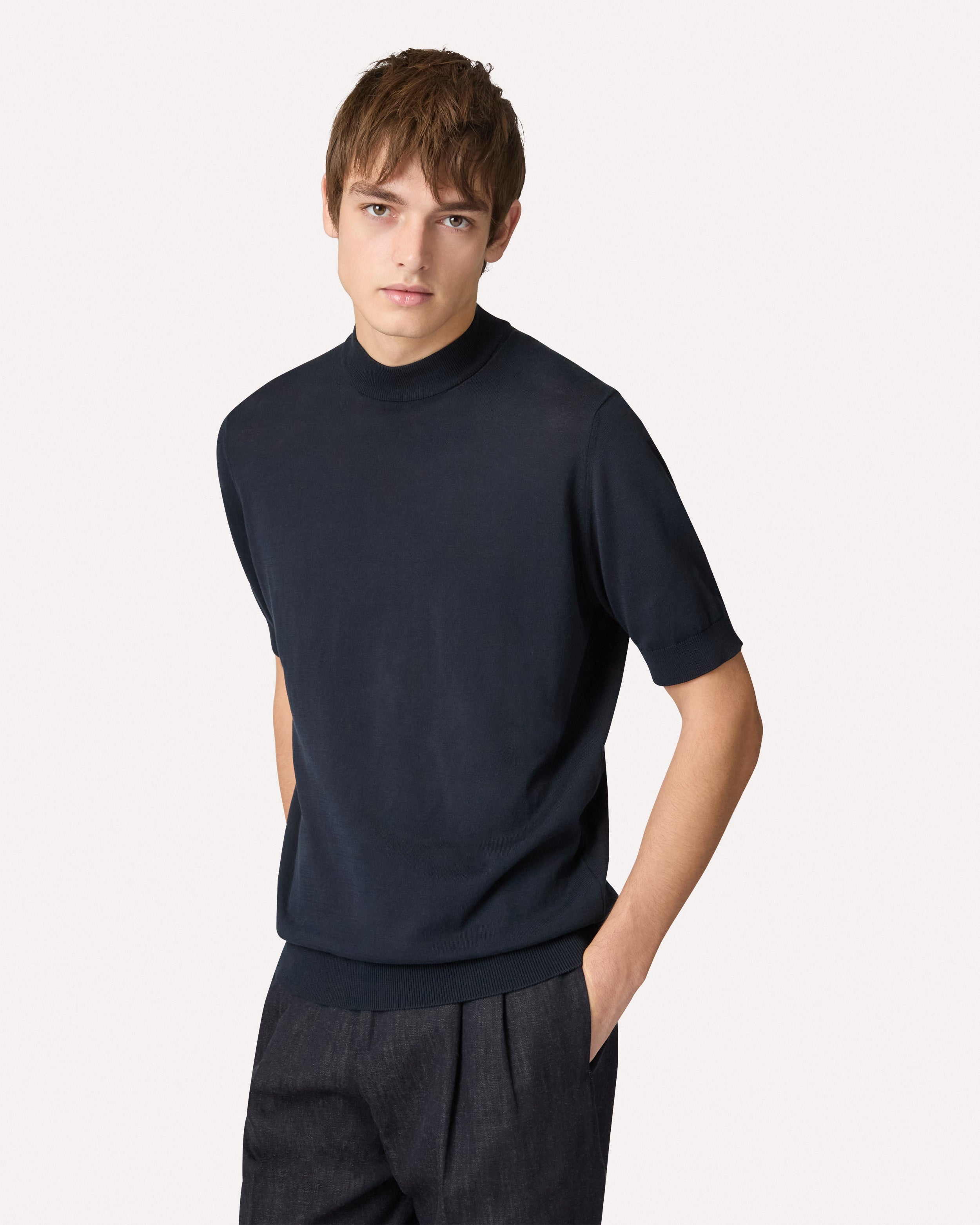 Blue knit turtleneck T-shirt BLUE Lardini 3