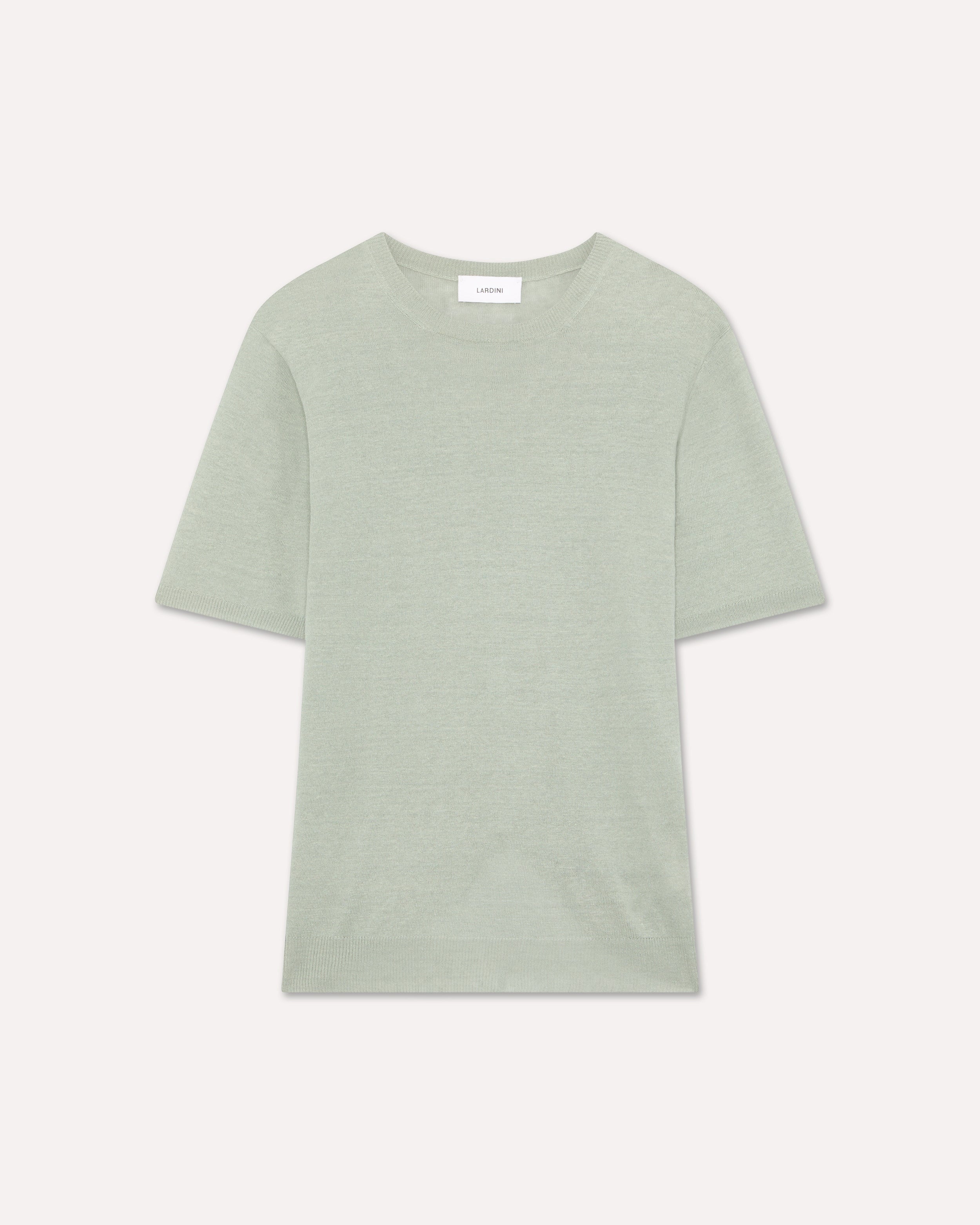 T-shirt in maglia di lino e cotone salvia SAGE GREEN Lardini 1