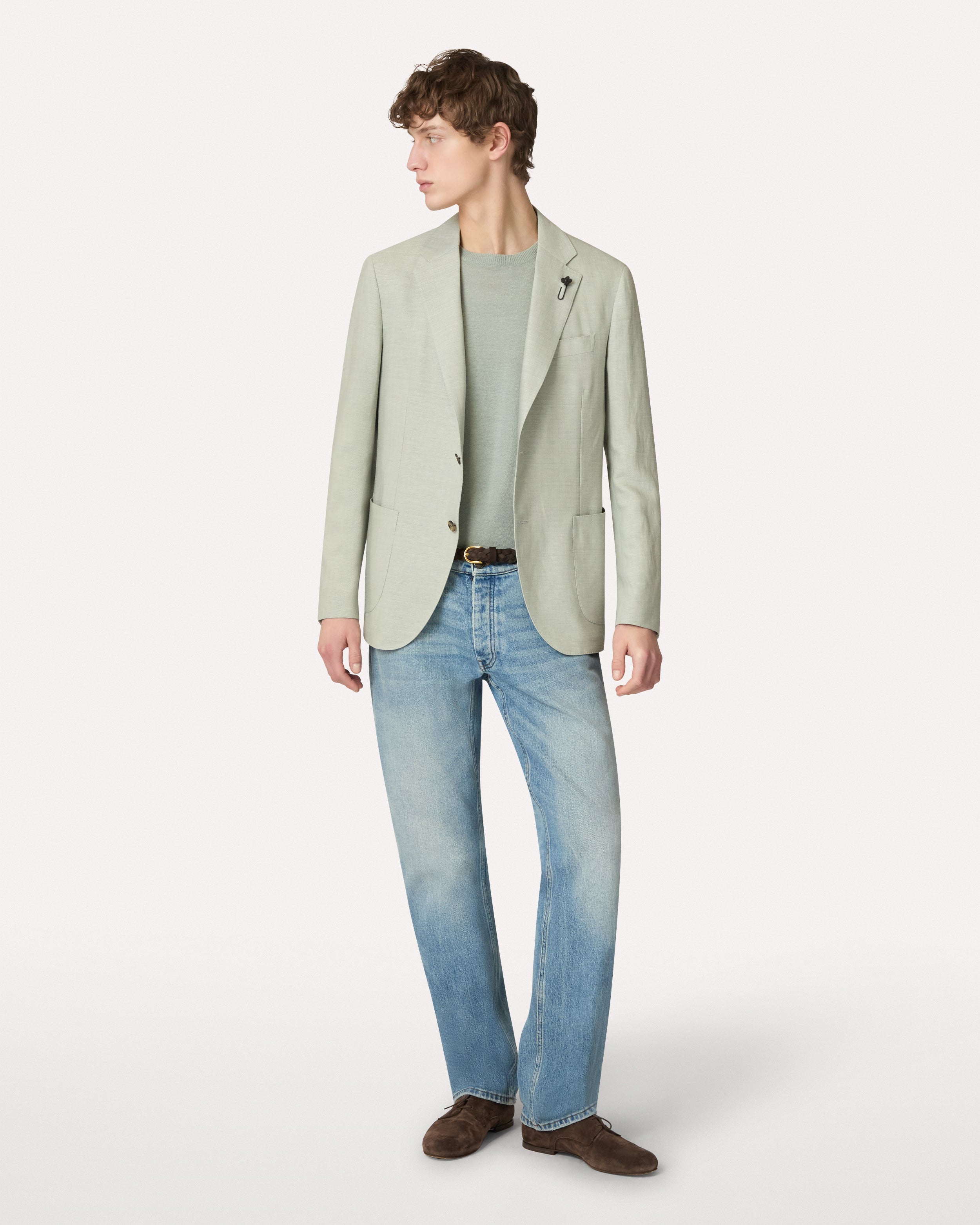 T-shirt in maglia di lino e cotone salvia SAGE GREEN Lardini 2