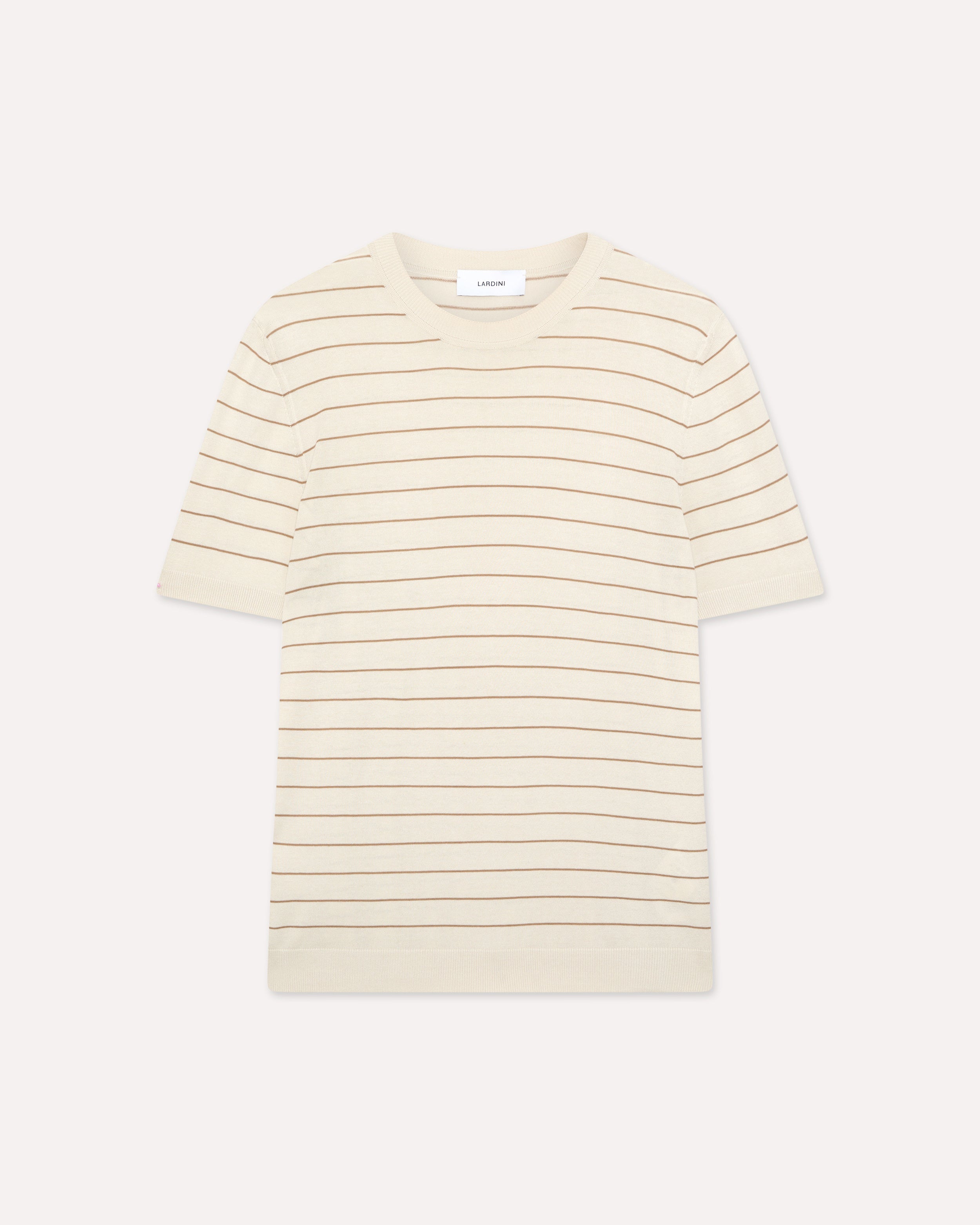 Cream and brown striped knit T-shirt CREAM/BROWN Lardini 1