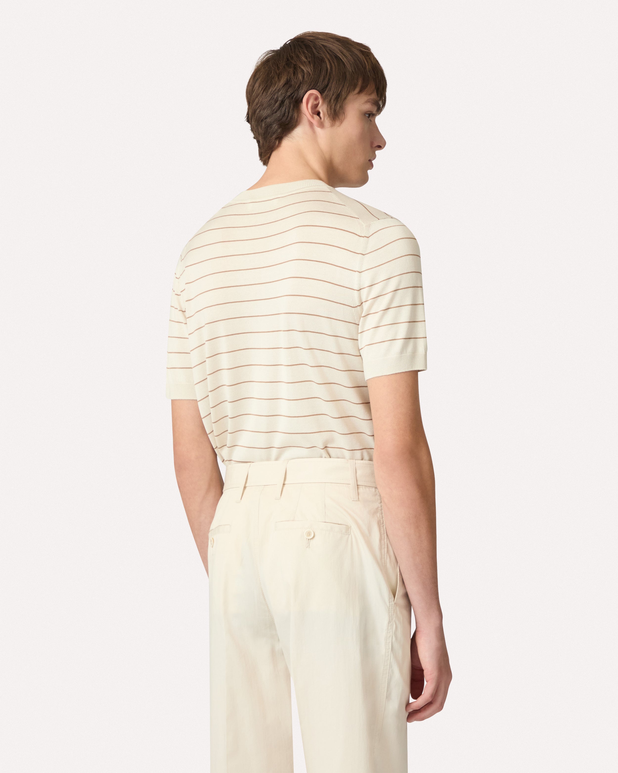 Cream and brown striped knit T-shirt CREAM/BROWN Lardini 5