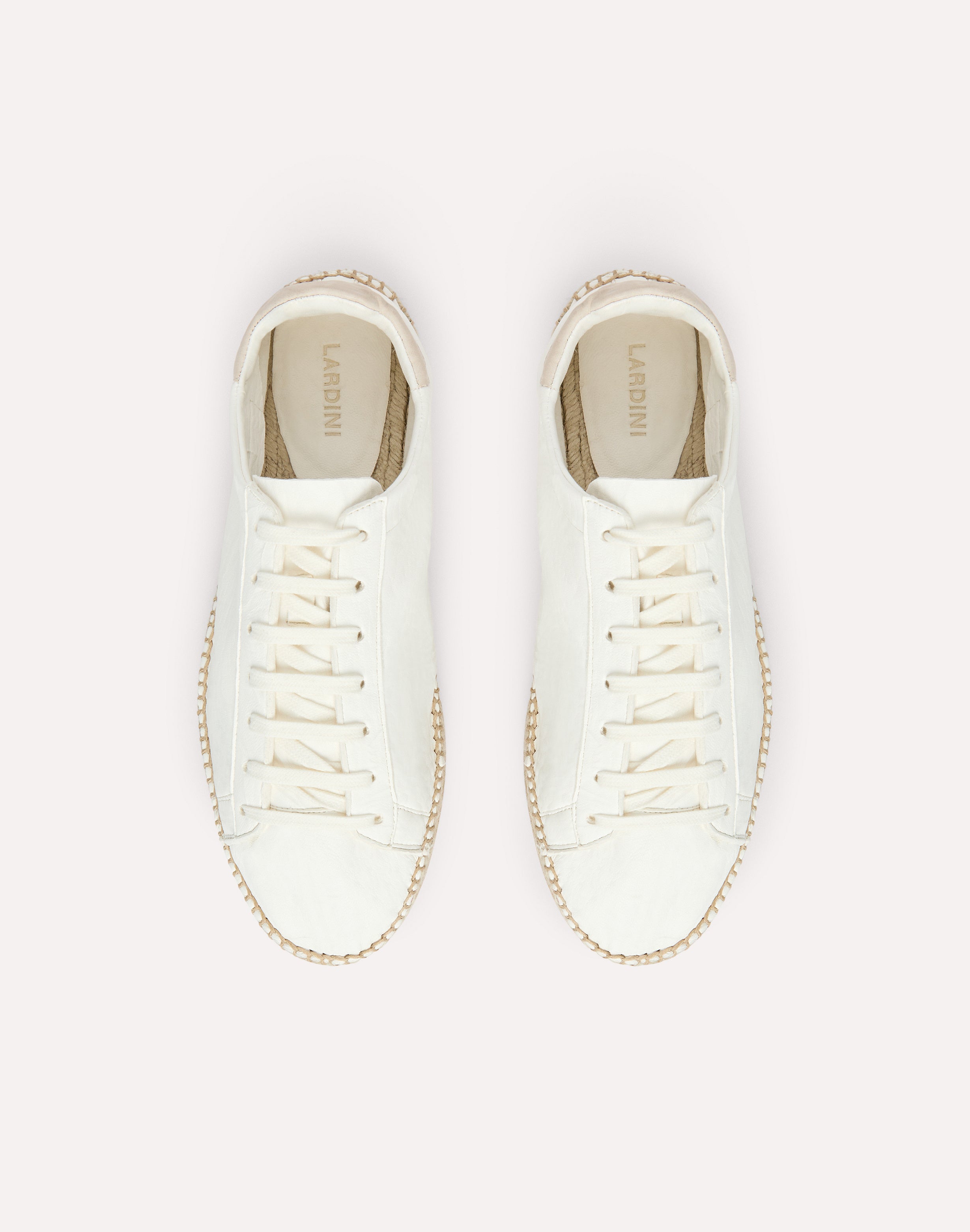 Espadrilles en cuir blanc à lacets WHITE Lardini 3