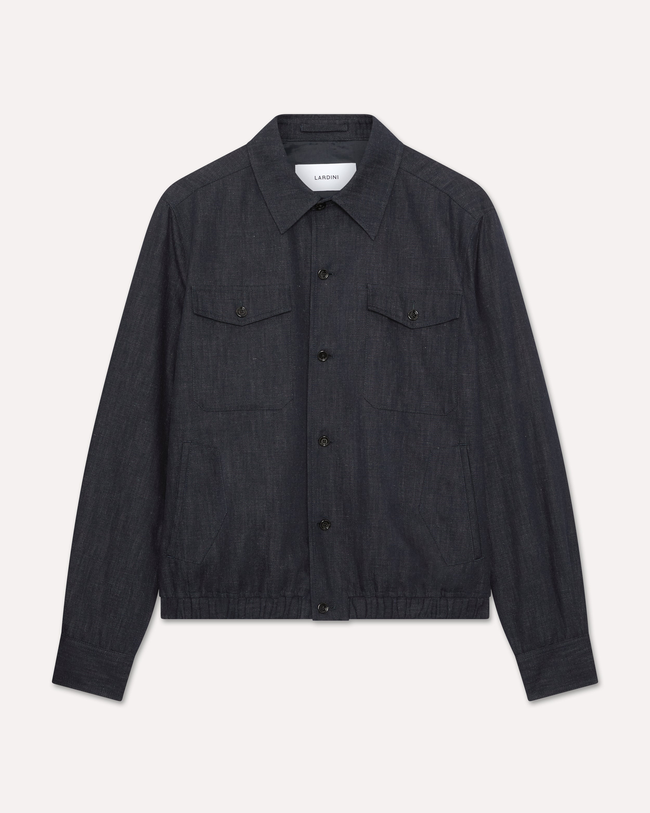Blue cotton-linen shirt jacket BLUE Lardini 1