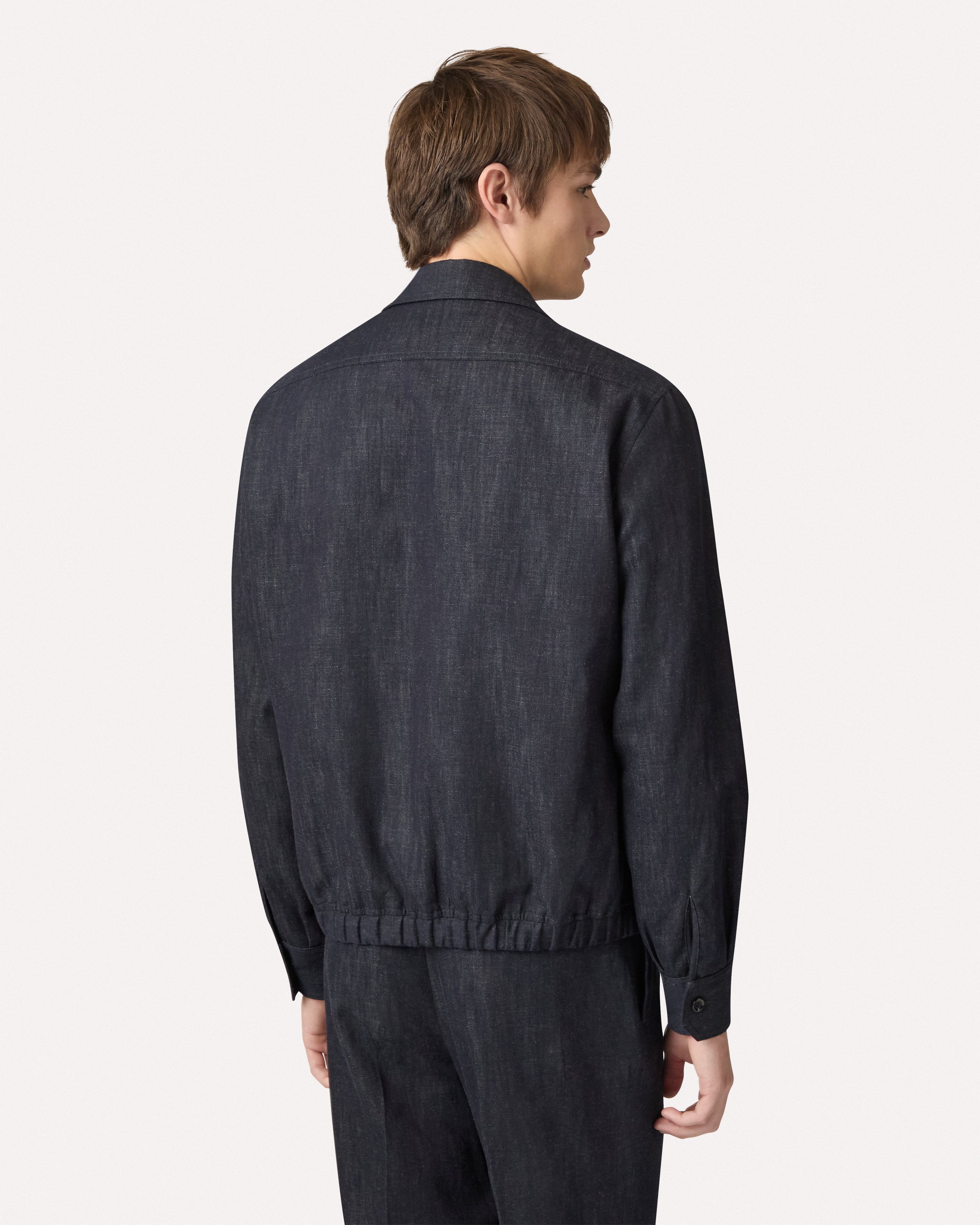 Blue cotton-linen shirt jacket BLUE Lardini 5