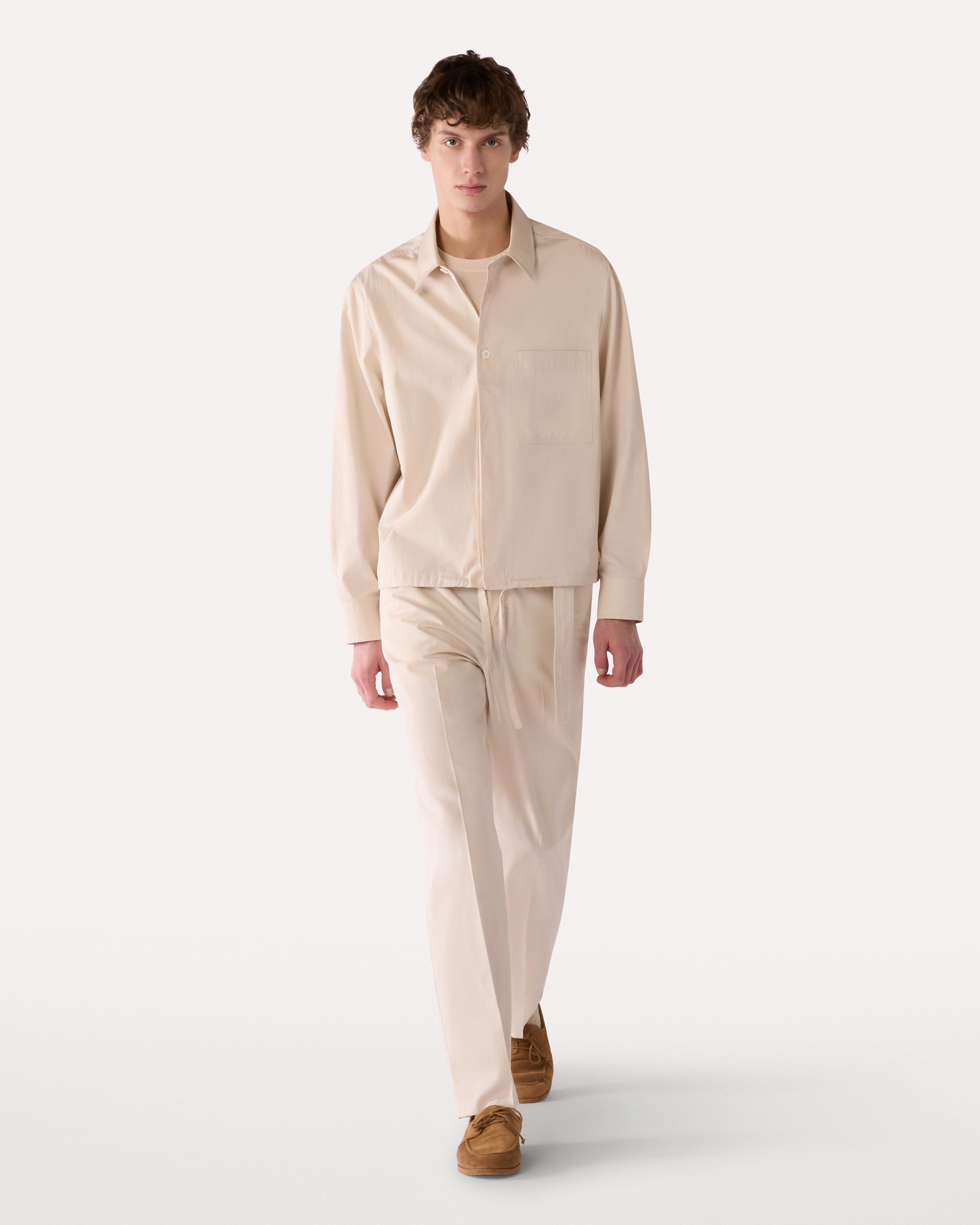 Boxy cream shirt with drawstring CREAM Lardini 2