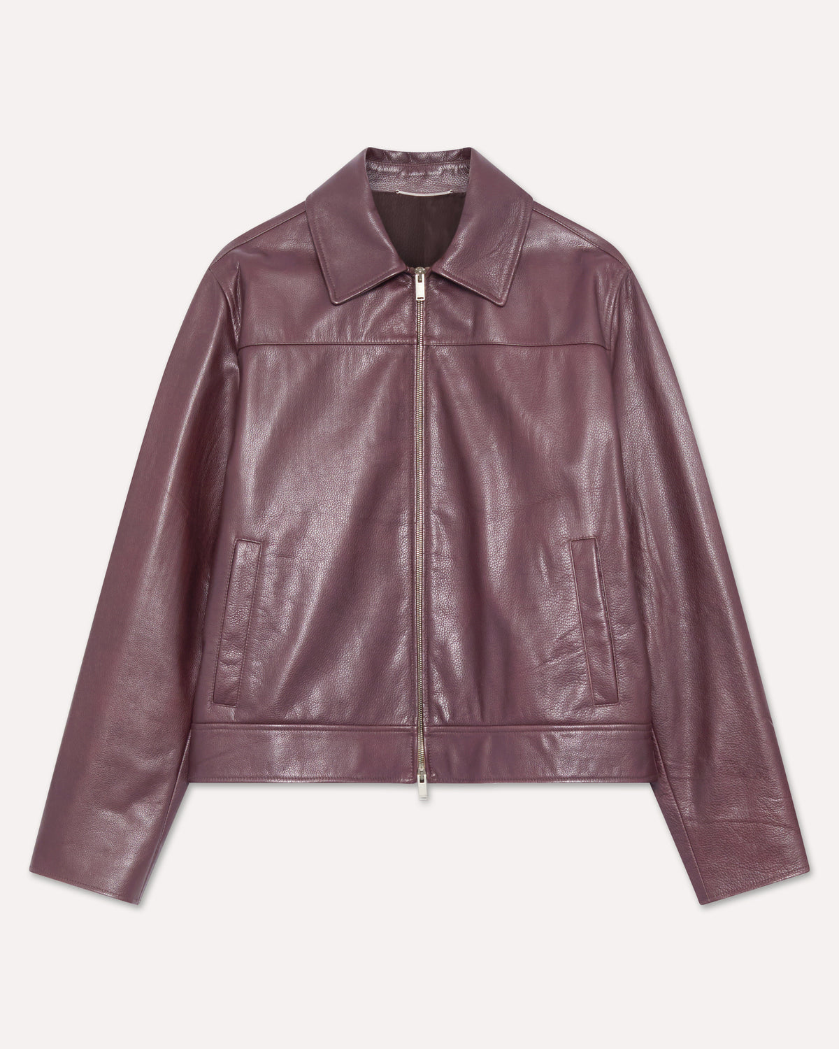 Brown leather jacket, white, man | Lardini
