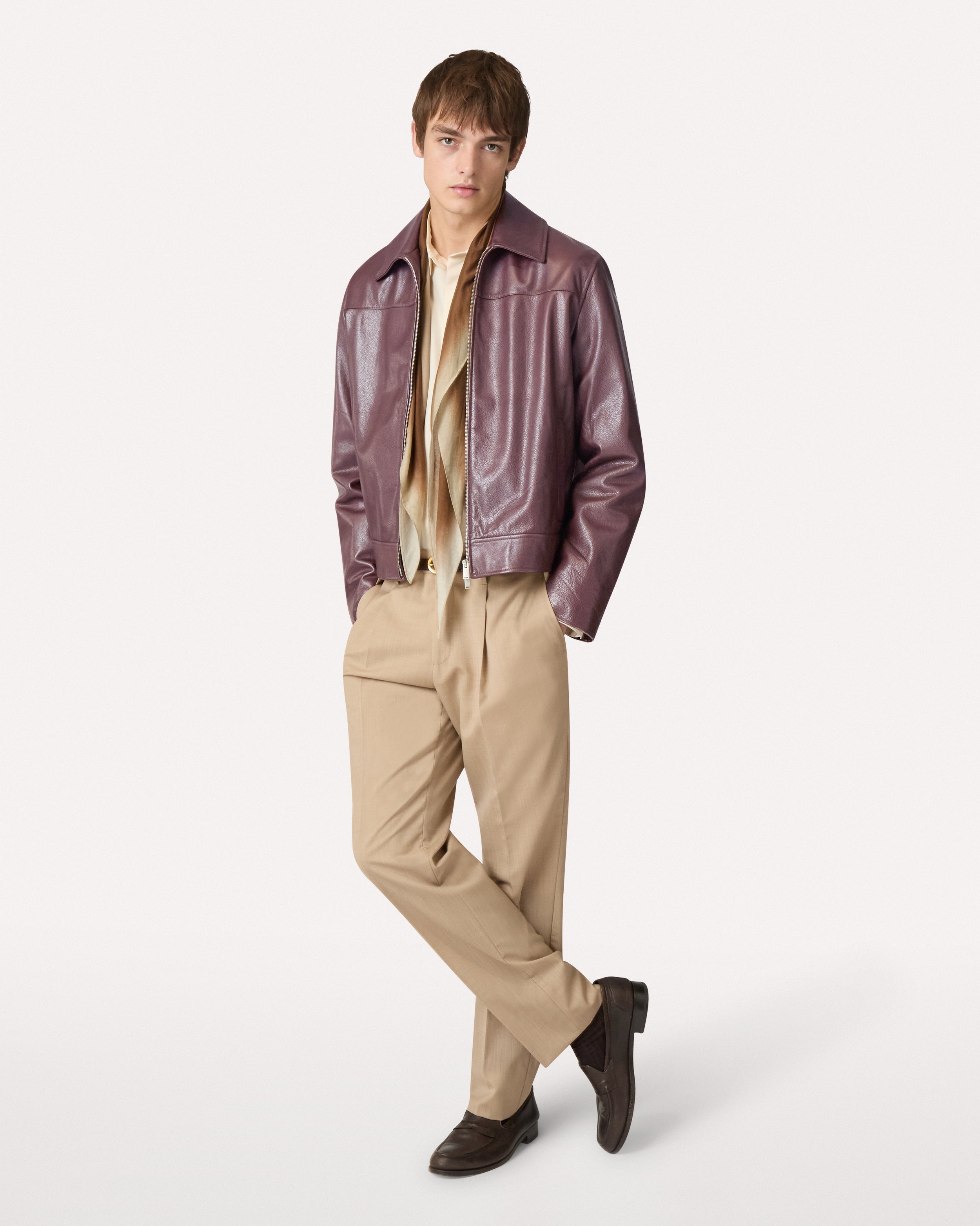 Brown leather jacket BROWN/BRICK RED Lardini 2