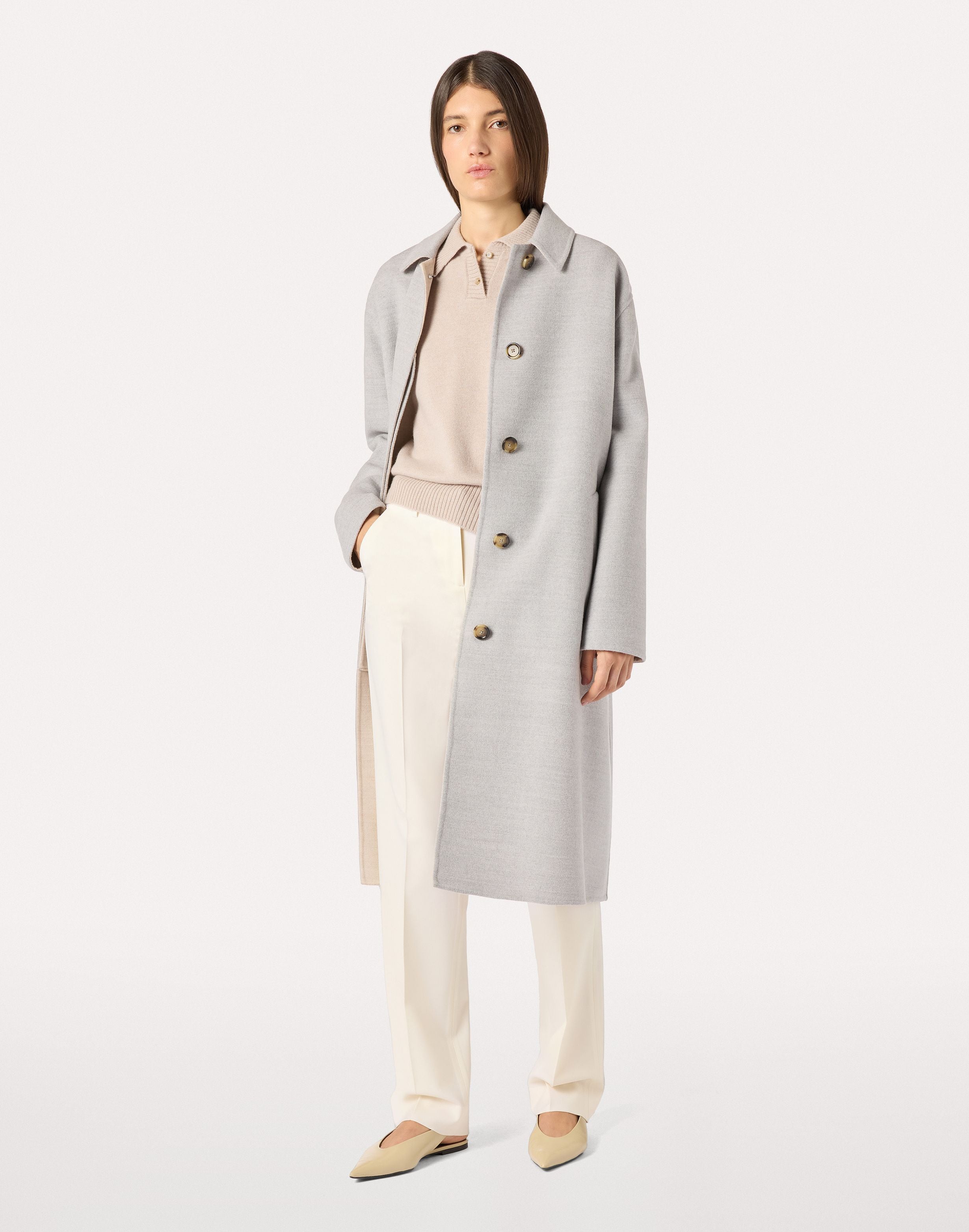 White stretch wool trousers CREAM Lardini 2