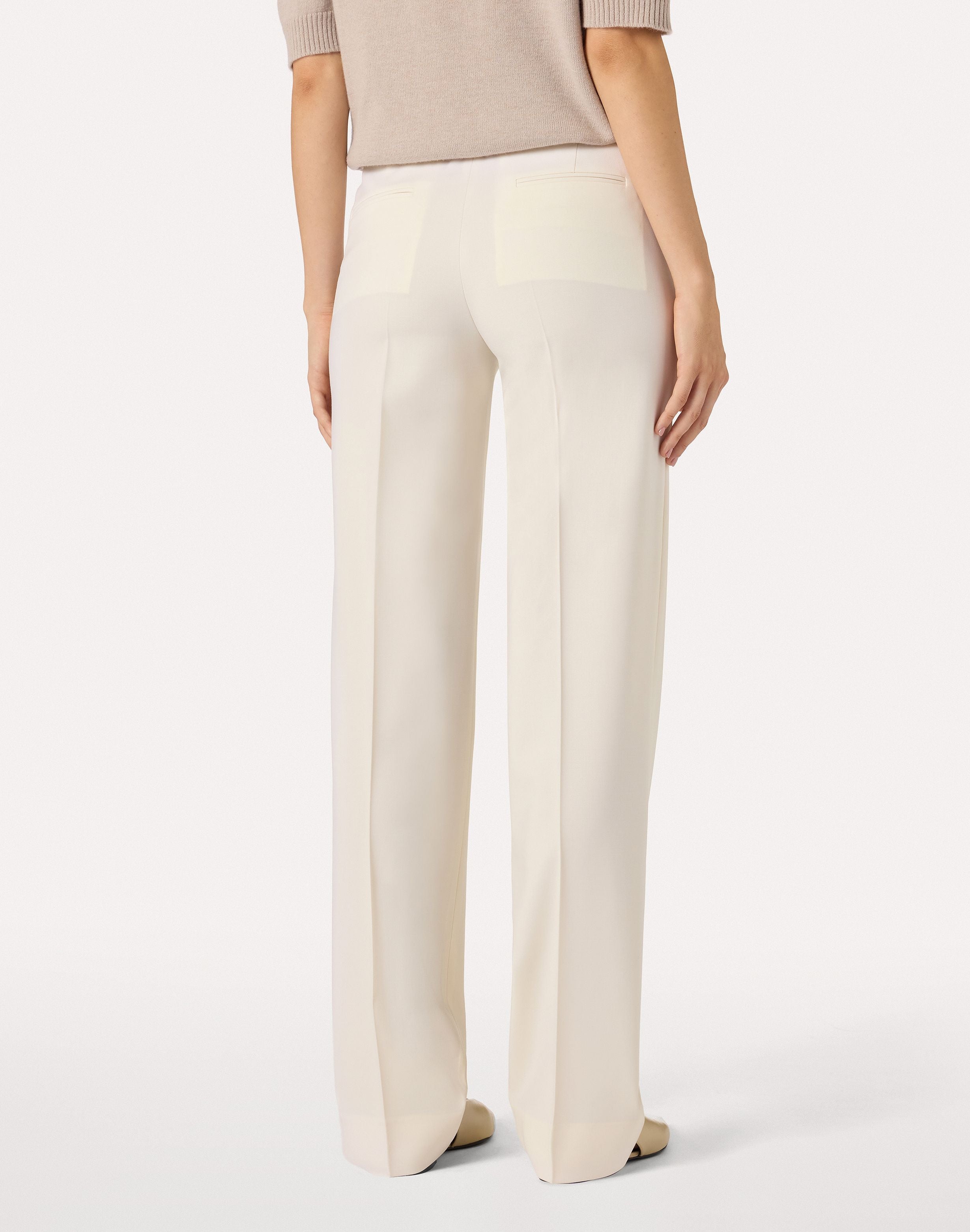 White stretch wool trousers CREAM Lardini 5