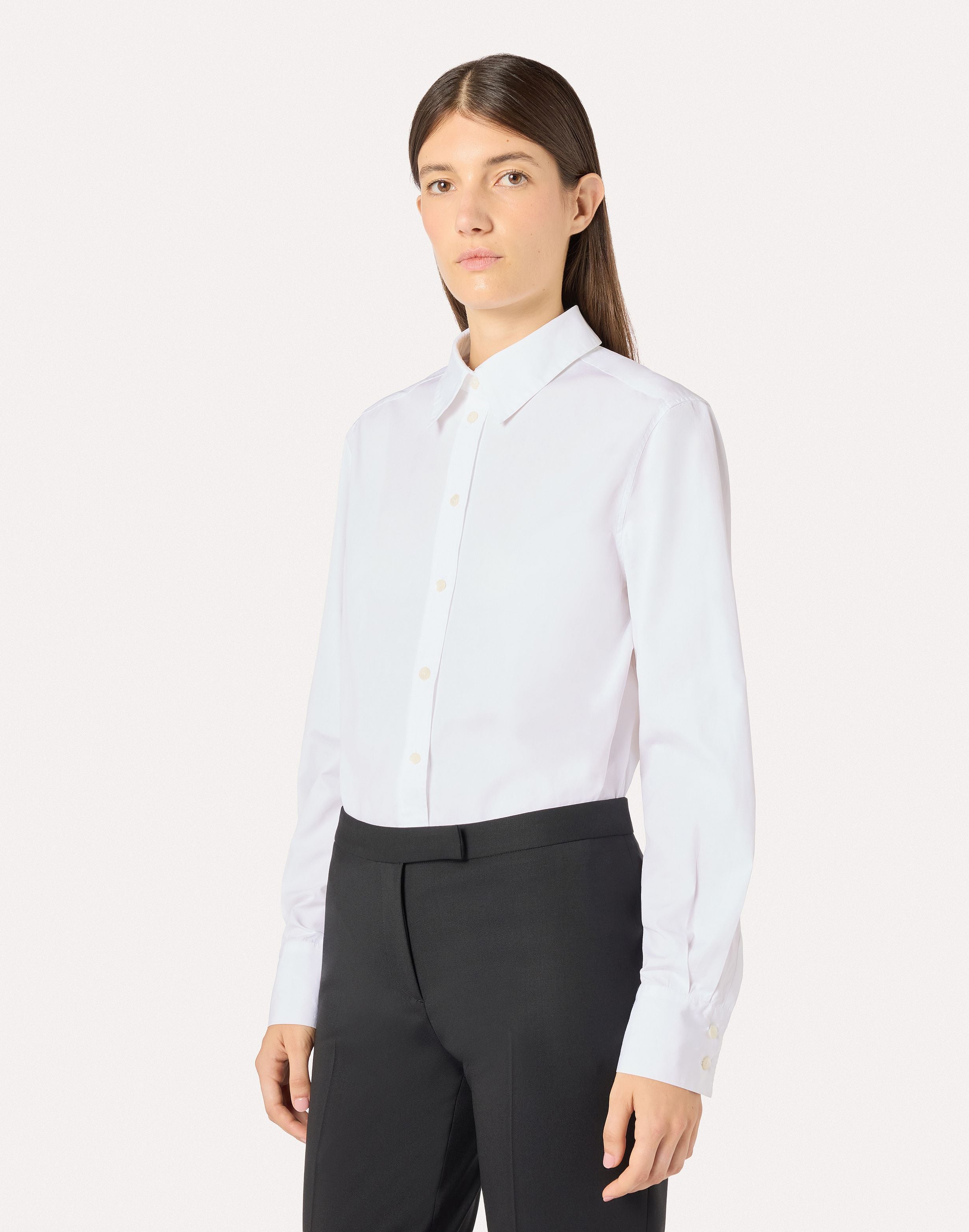 Weißes, gerade geschnittenes Hemd aus Baumwoll-Popeline WHITE Lardini 4
