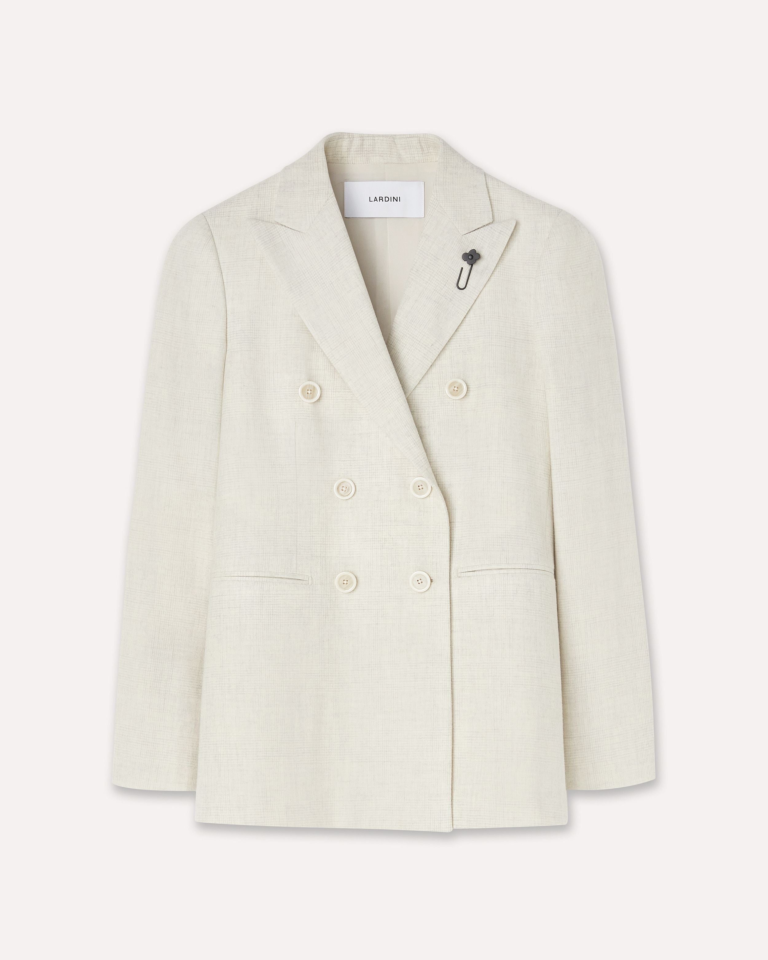 Sand double-breasted jacket in wool and cashmere with Prince of Wales check CREAM/BEIGE Lardini 1