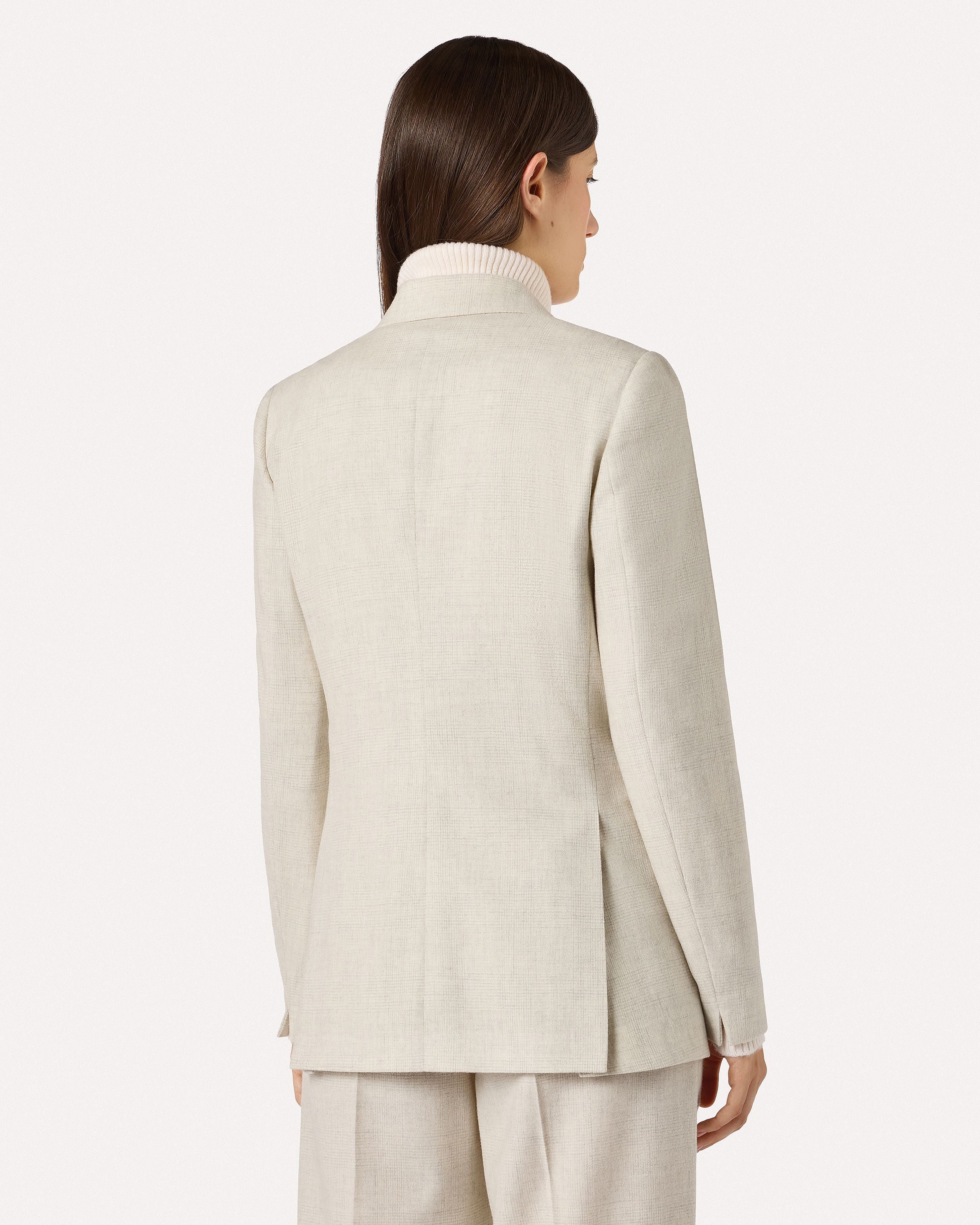 Sand double-breasted jacket in wool and cashmere with Prince of Wales check CREAM/BEIGE Lardini 5