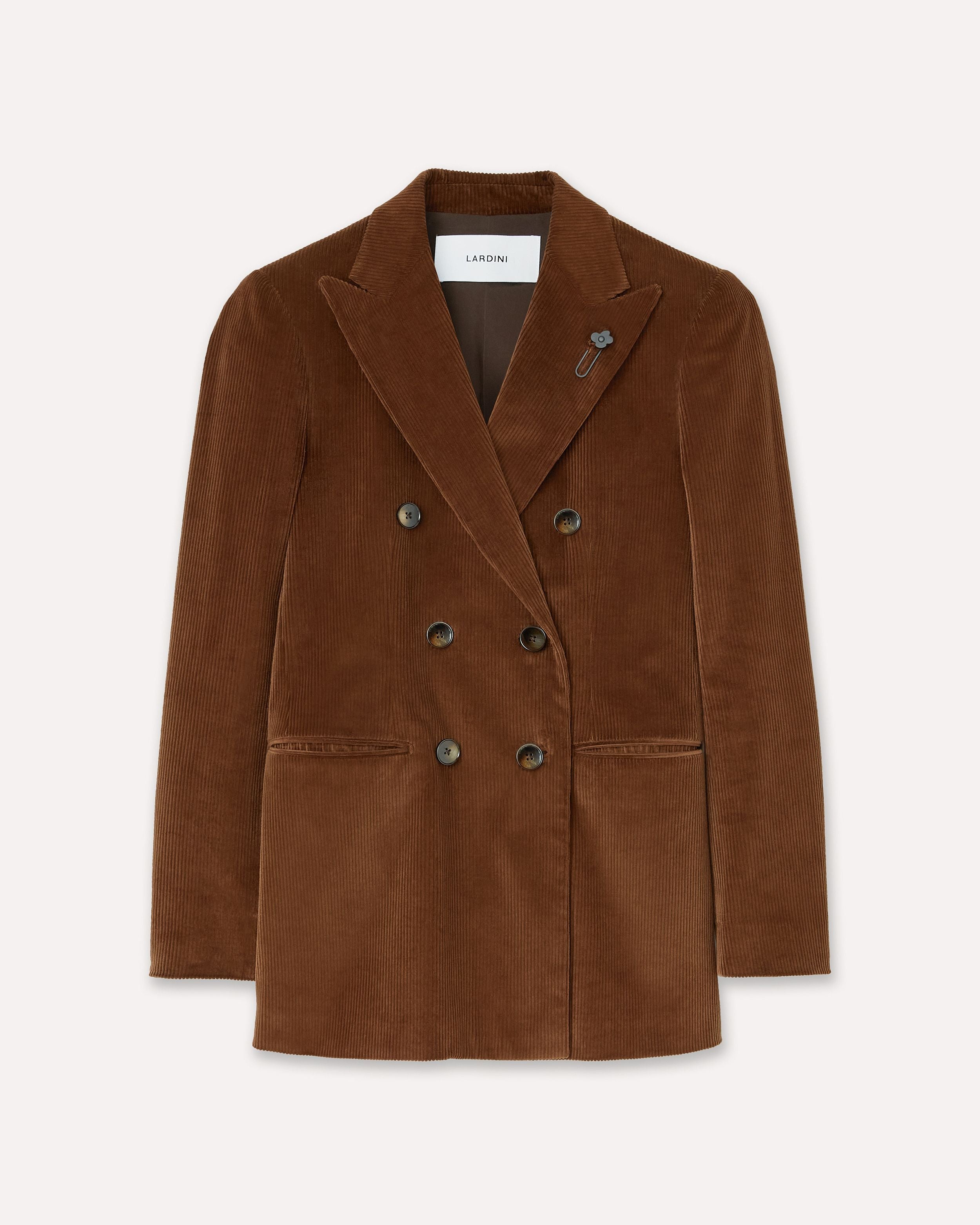 Double-breasted corduroy jacket CAMEL Lardini 1