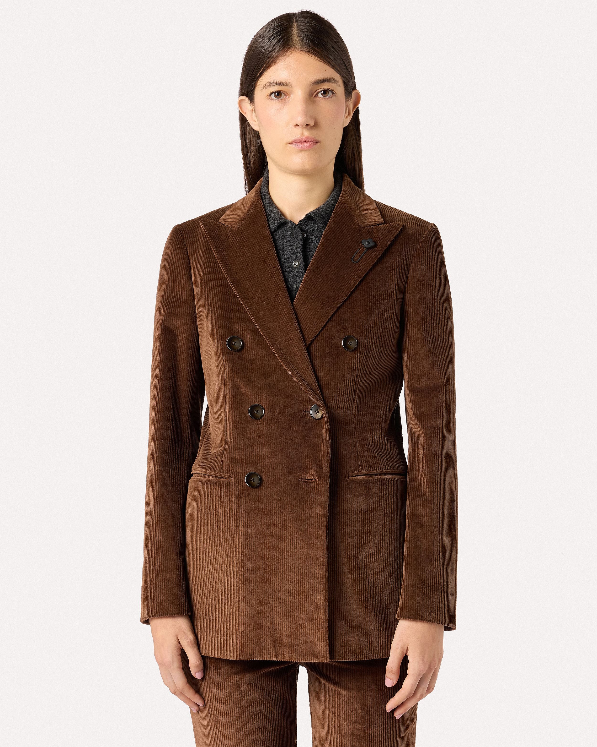 Double-breasted corduroy jacket CAMEL Lardini 4