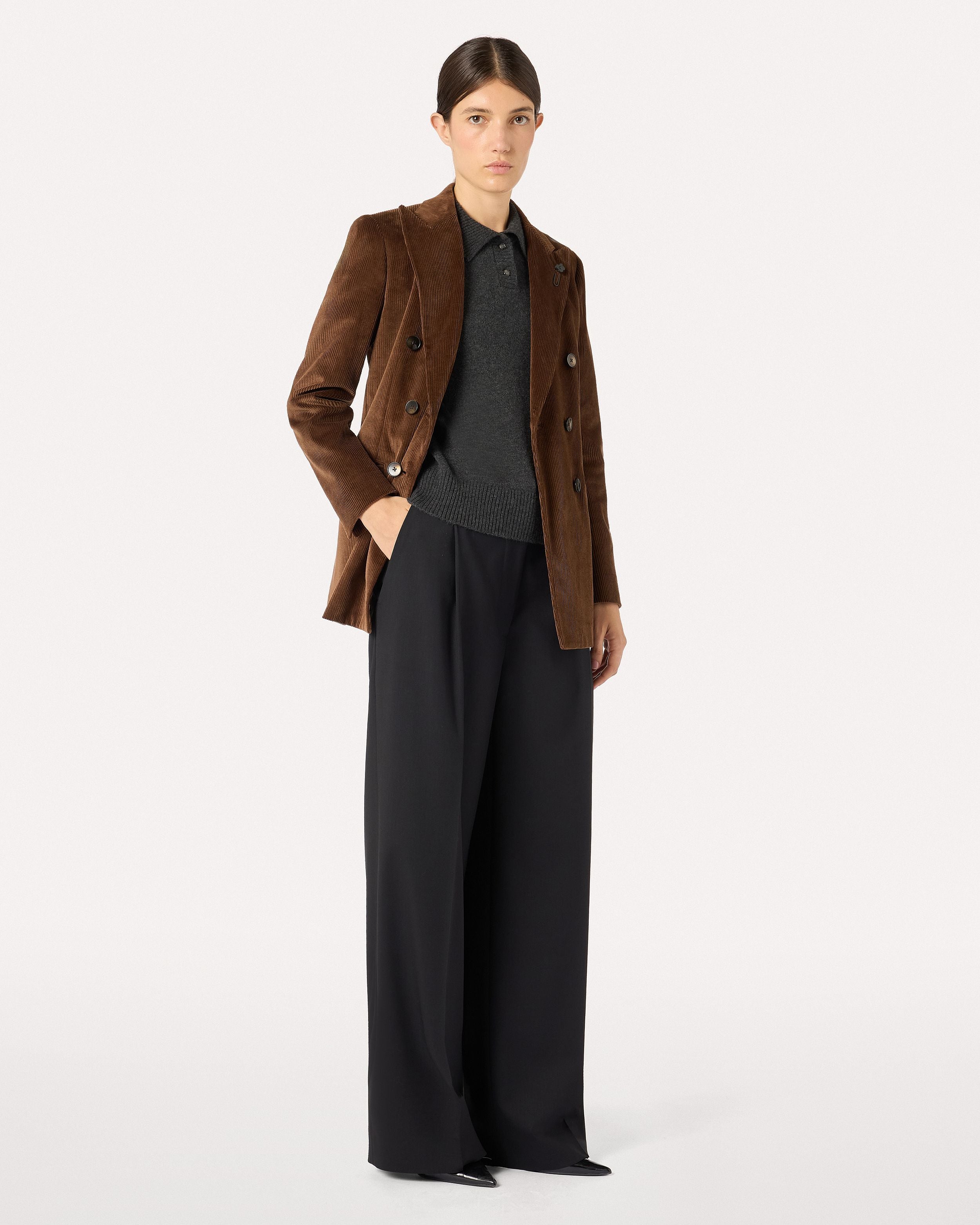 Double-breasted corduroy jacket CAMEL Lardini 6