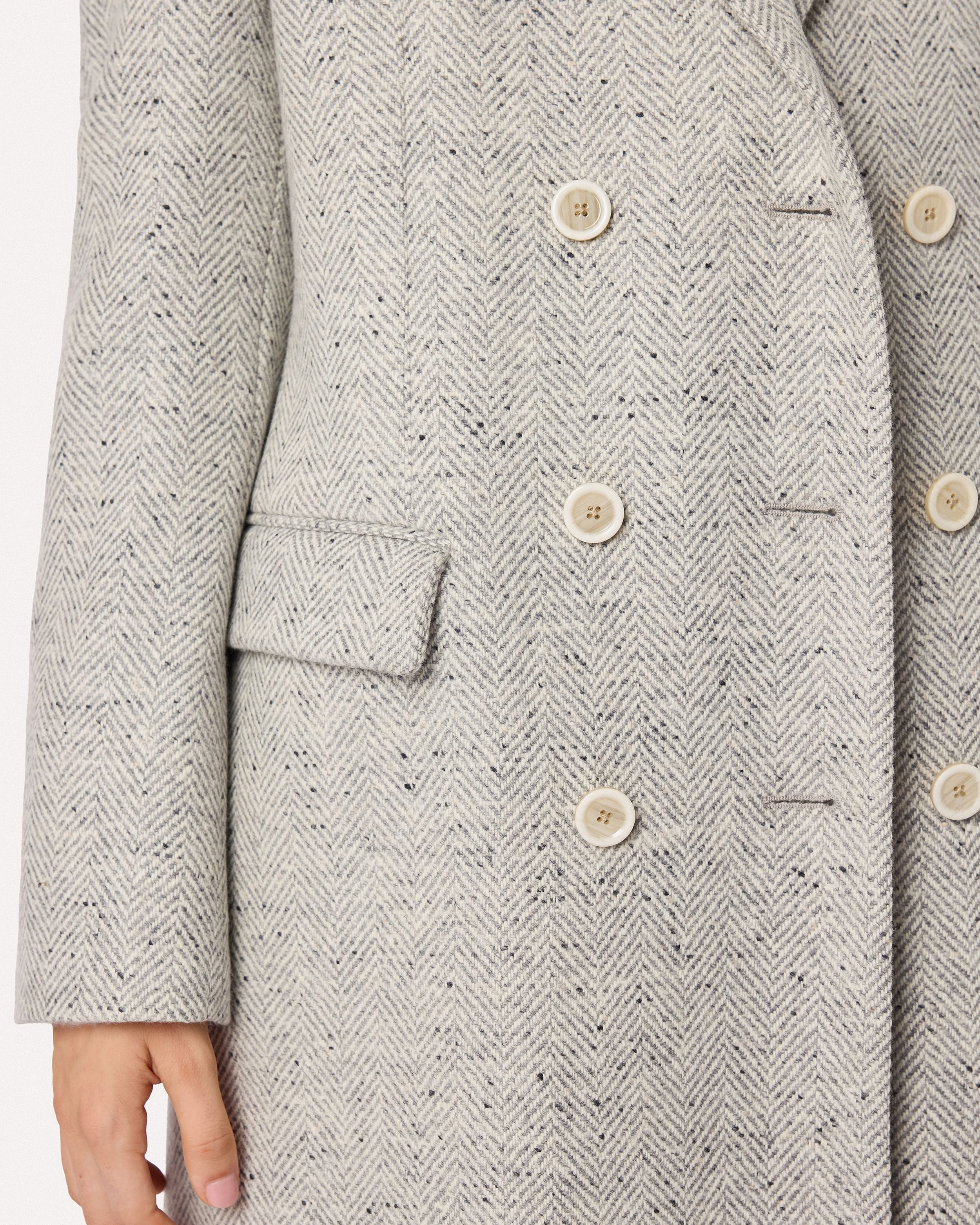 Sand grey mélange double-breasted coat CREAM/GREY Lardini 3