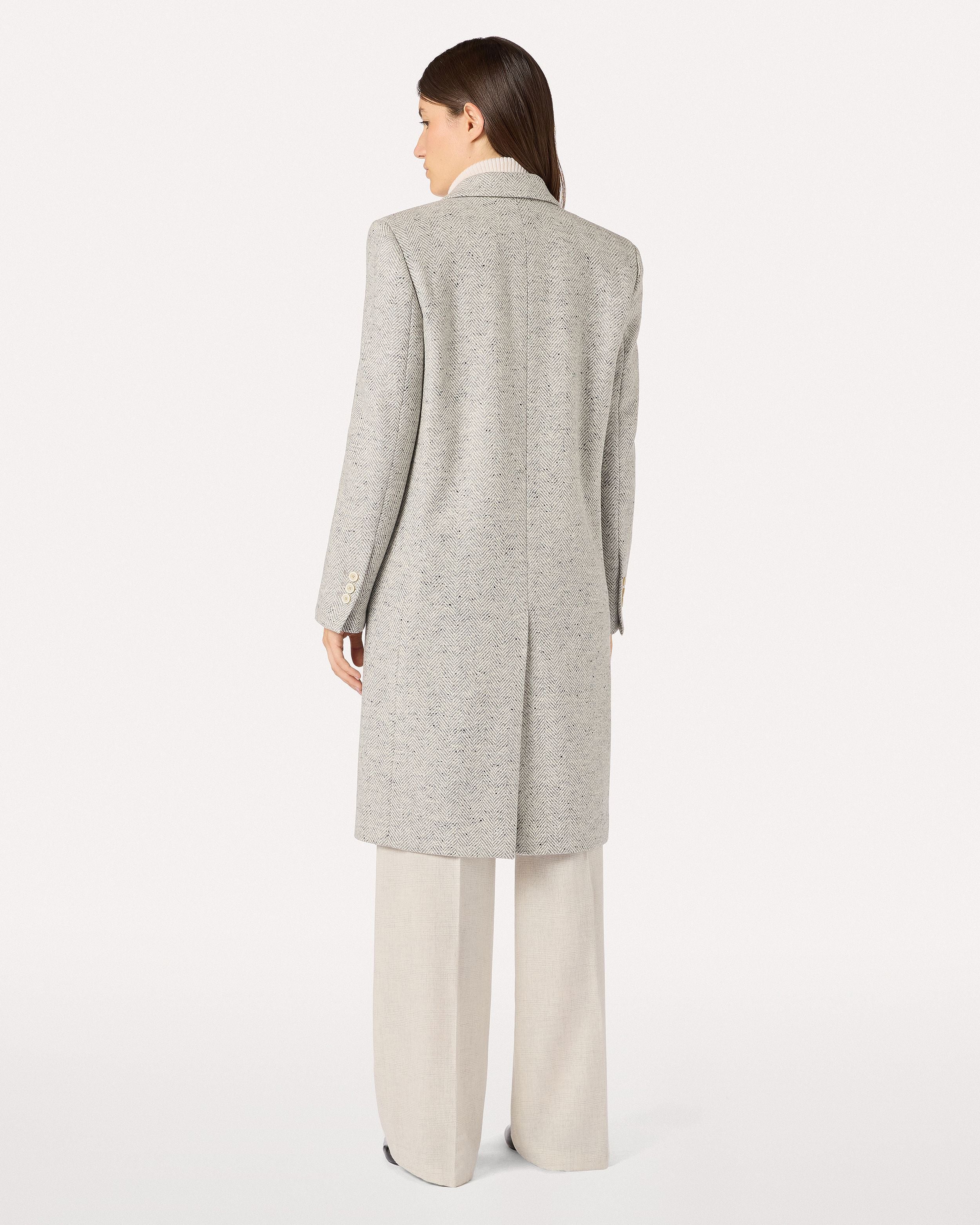 Sand grey mélange double-breasted coat CREAM/GREY Lardini 5