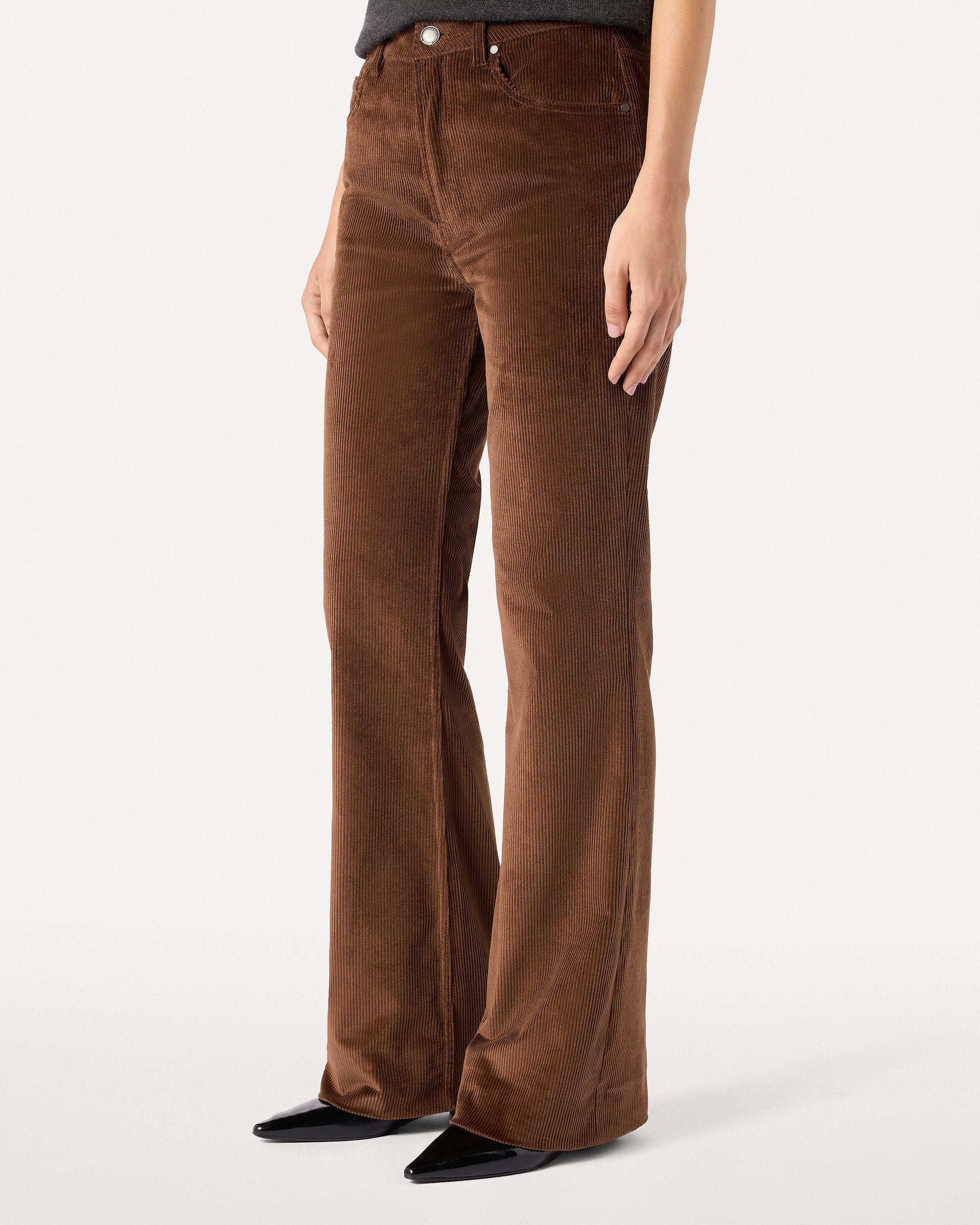 Tabakfarbene Flared-Hose aus Cord CAMEL Lardini 4