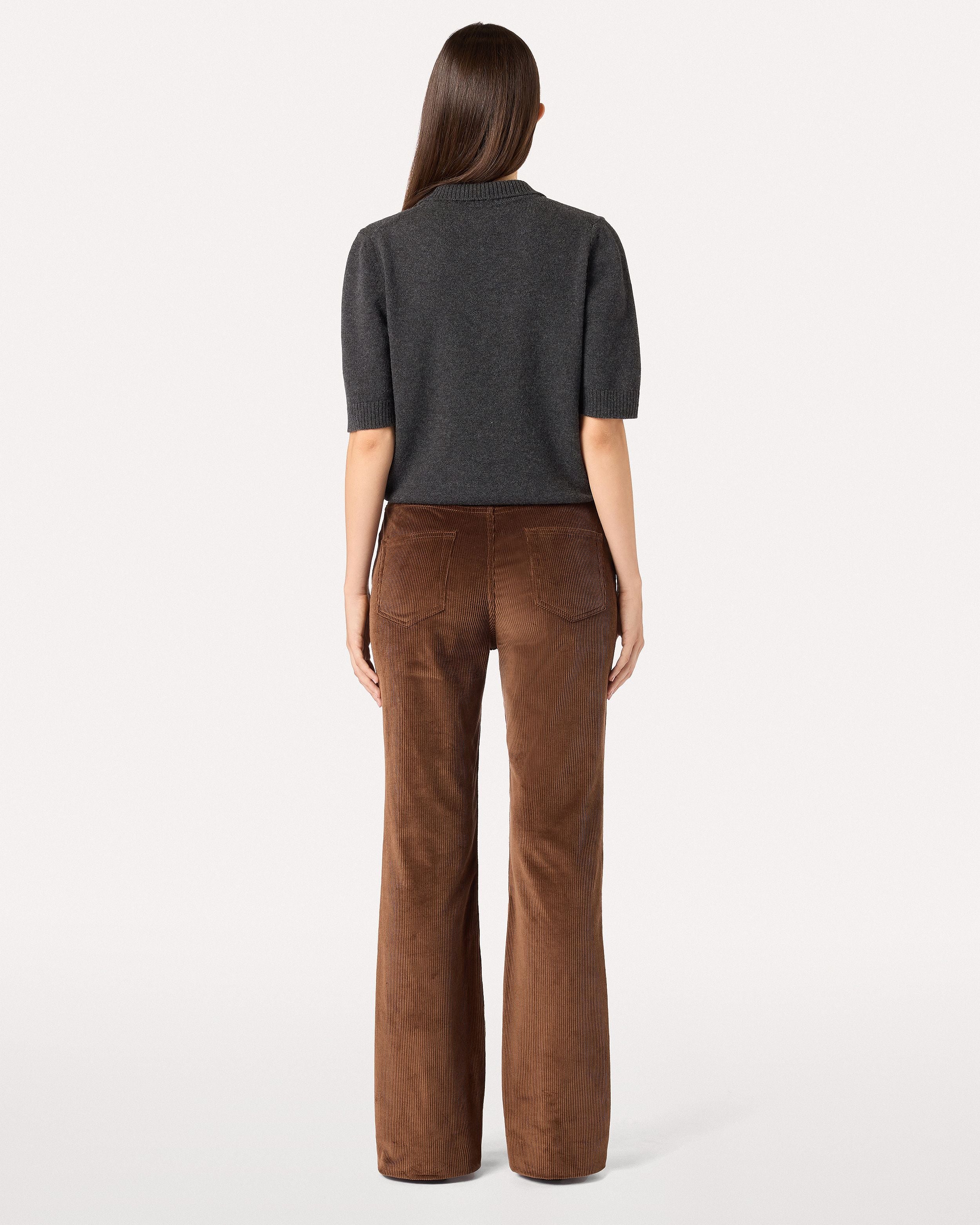 Tabakfarbene Flared-Hose aus Cord CAMEL Lardini 5