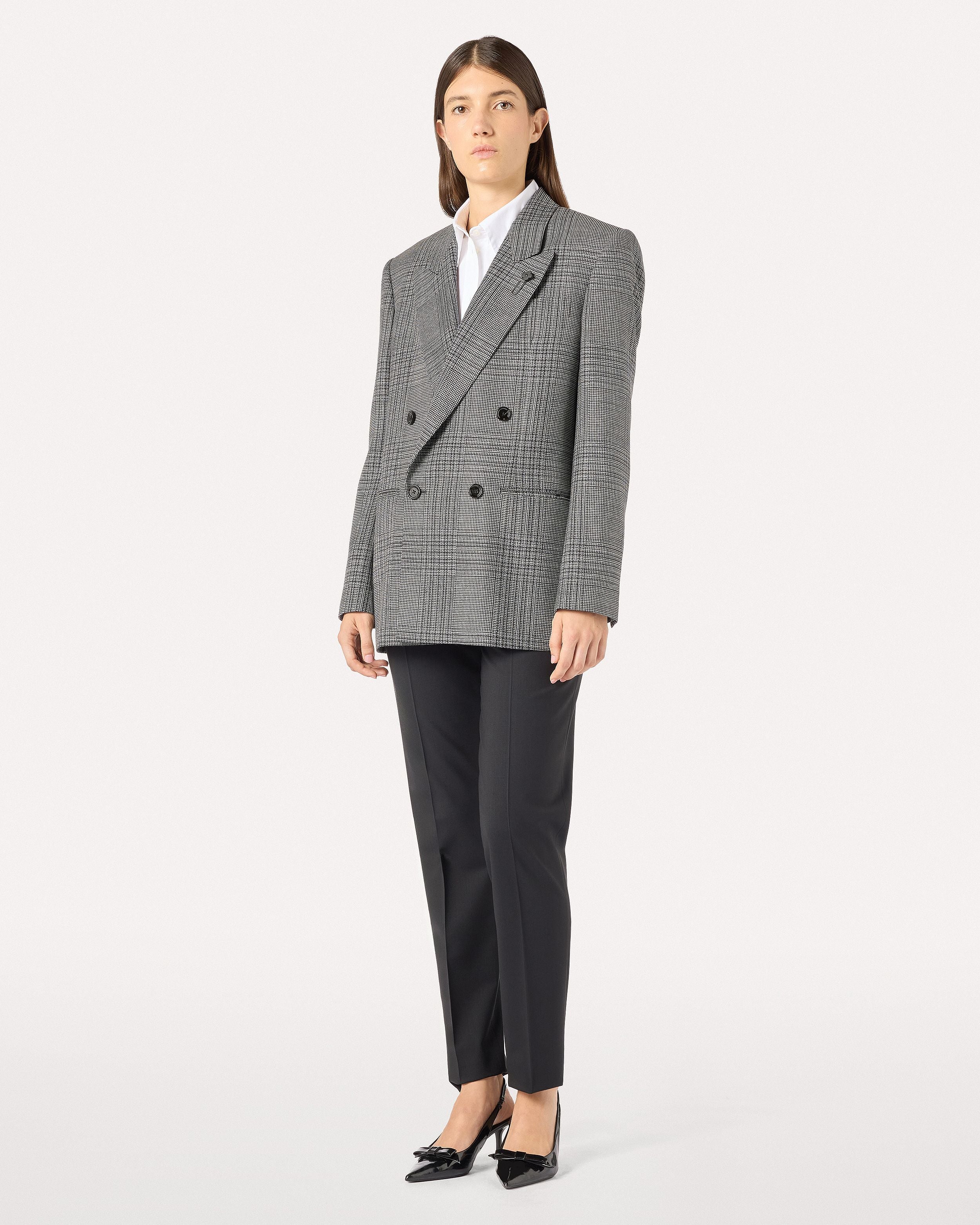 Oversized double-breasted jacket in macro Prince of Wales check GREY/BLACK Lardini 2