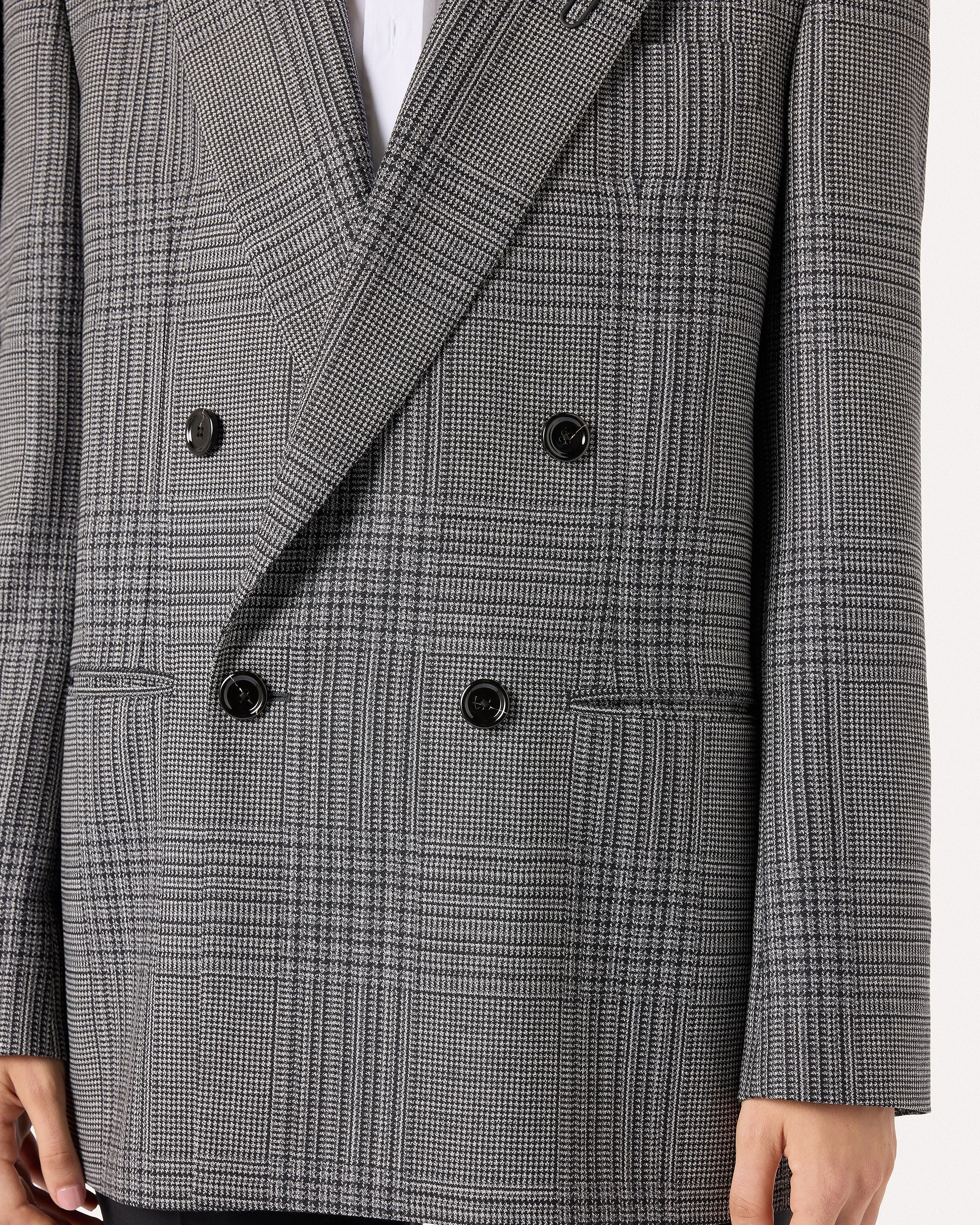 Oversized double-breasted jacket in macro Prince of Wales check GREY/BLACK Lardini 3