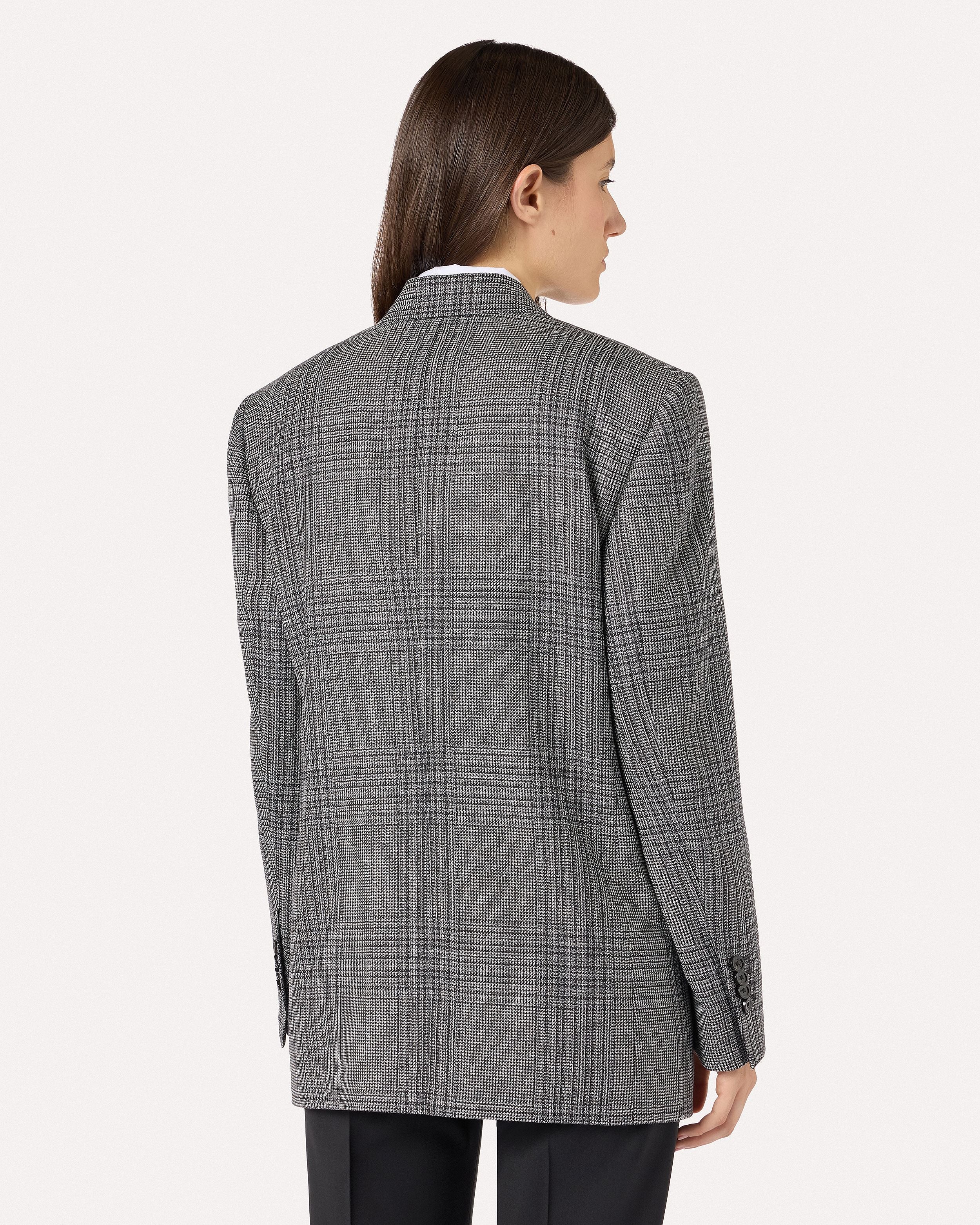 Oversized double-breasted jacket in macro Prince of Wales check GREY/BLACK Lardini 5