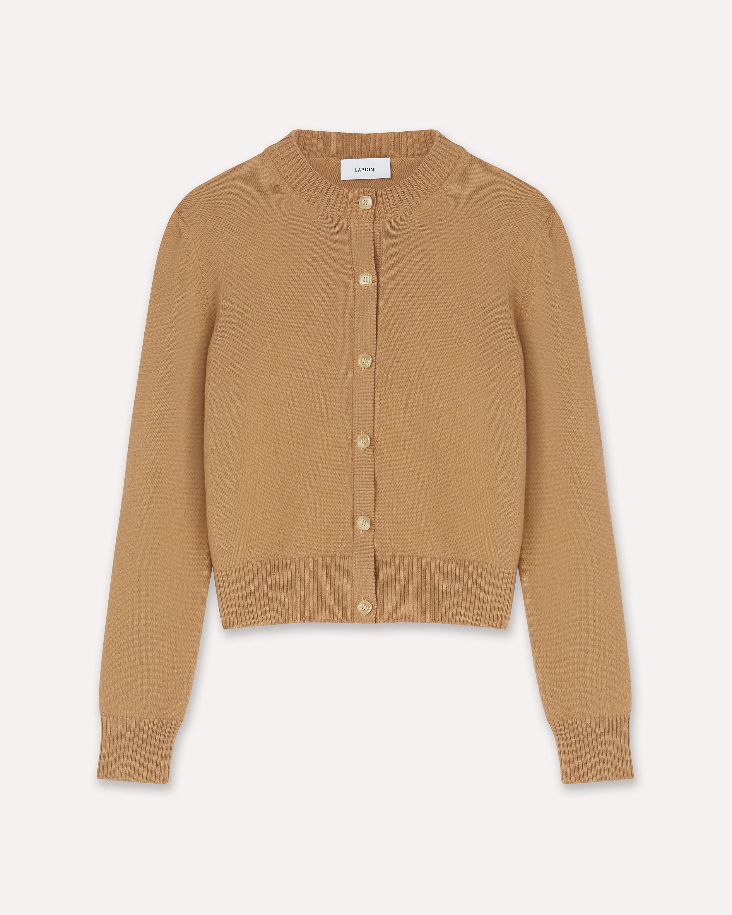 Camel cardigan in pure virgin wool BEIGE Lardini 1