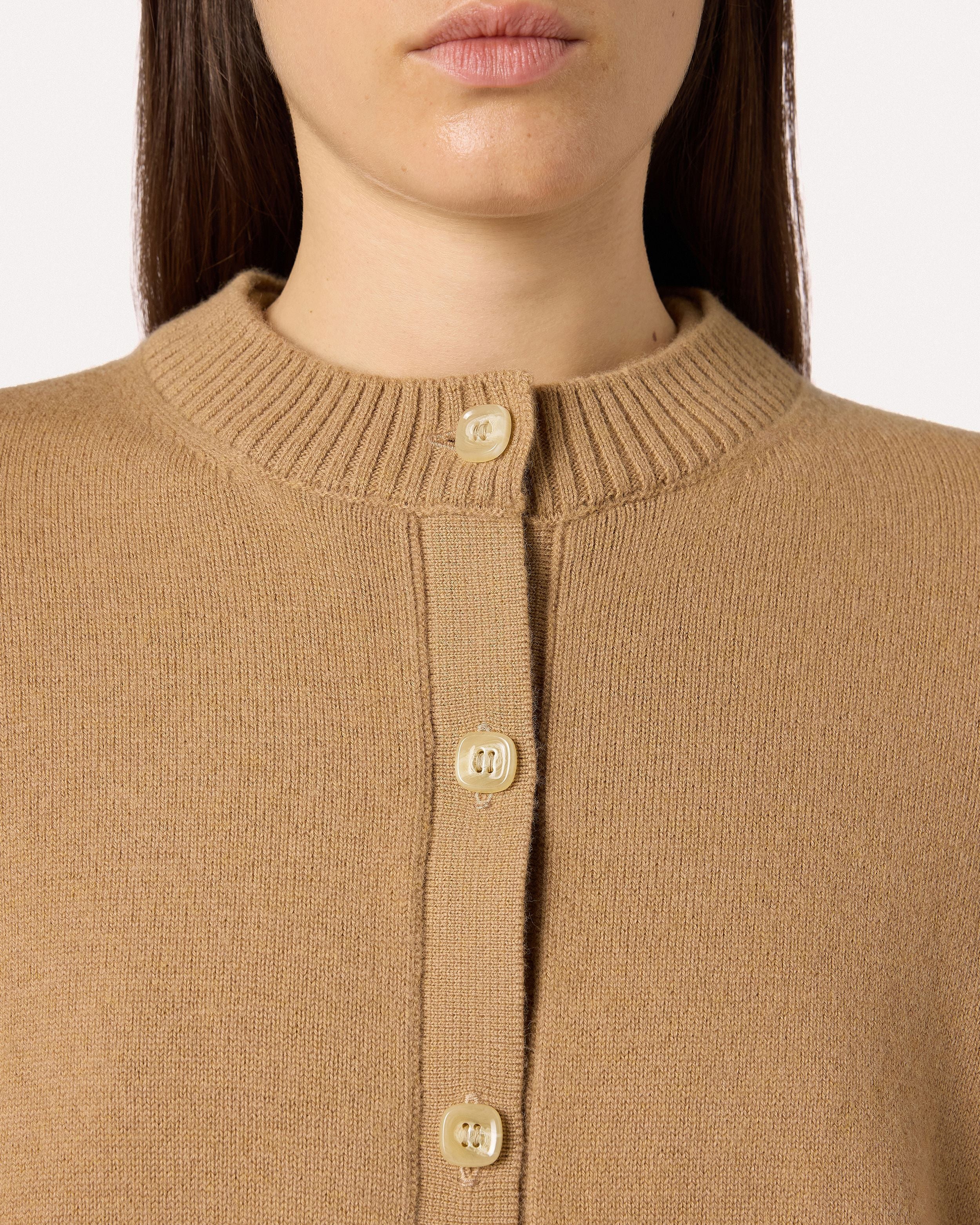 Camel cardigan in pure virgin wool BEIGE Lardini 3