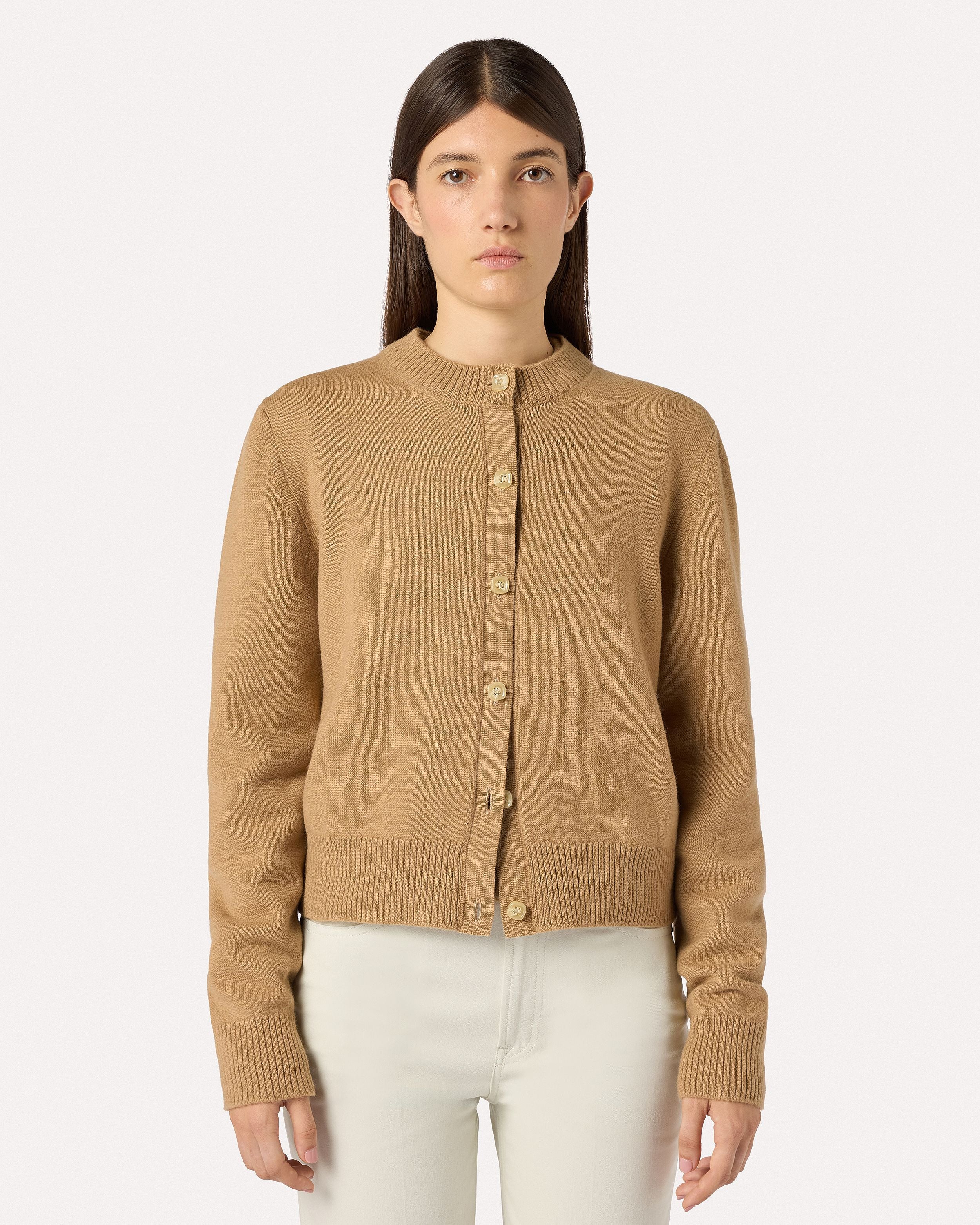 Camel cardigan in pure virgin wool BEIGE Lardini 4