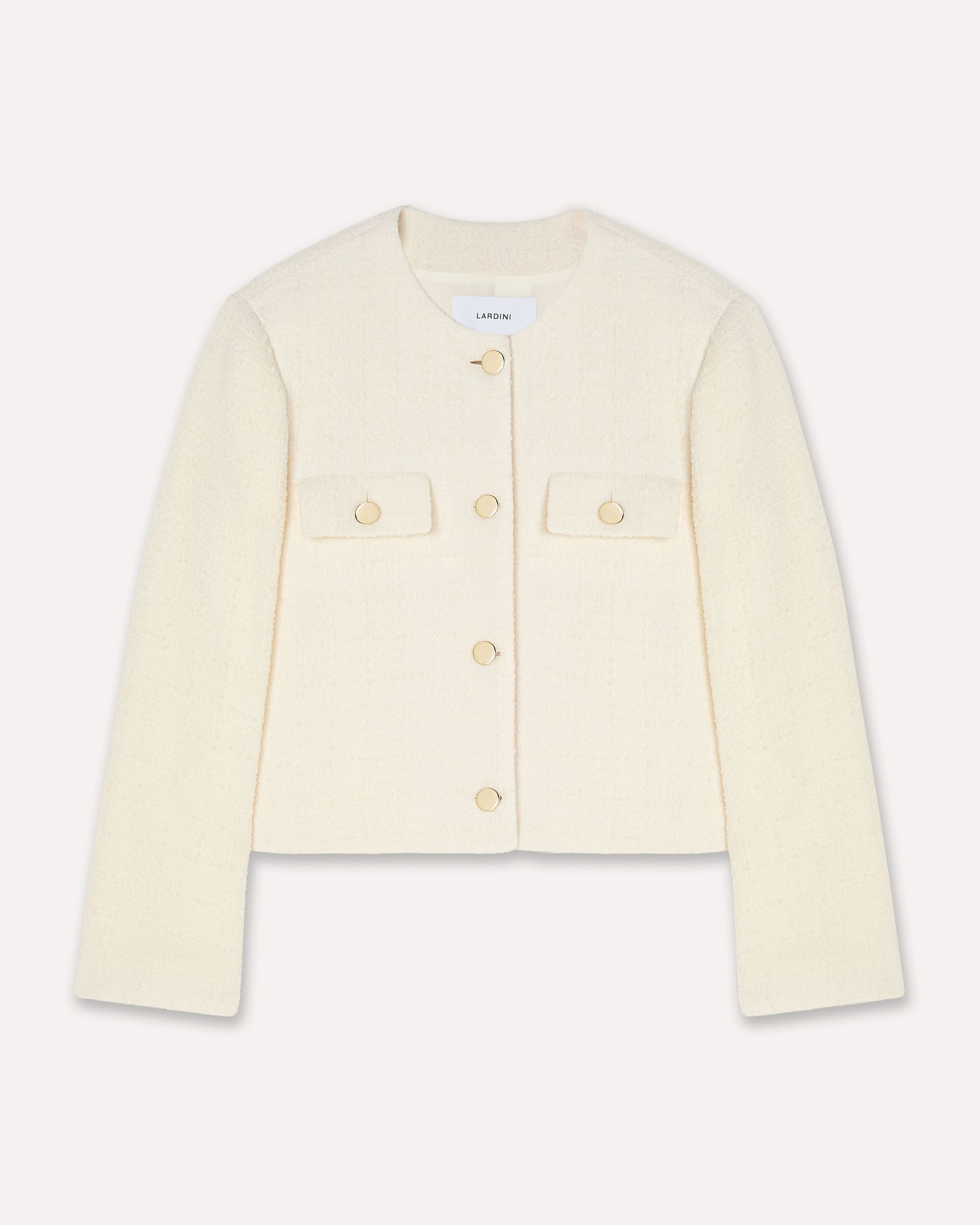 Giacca corta crema in bouclé di lana WHITE Lardini 1