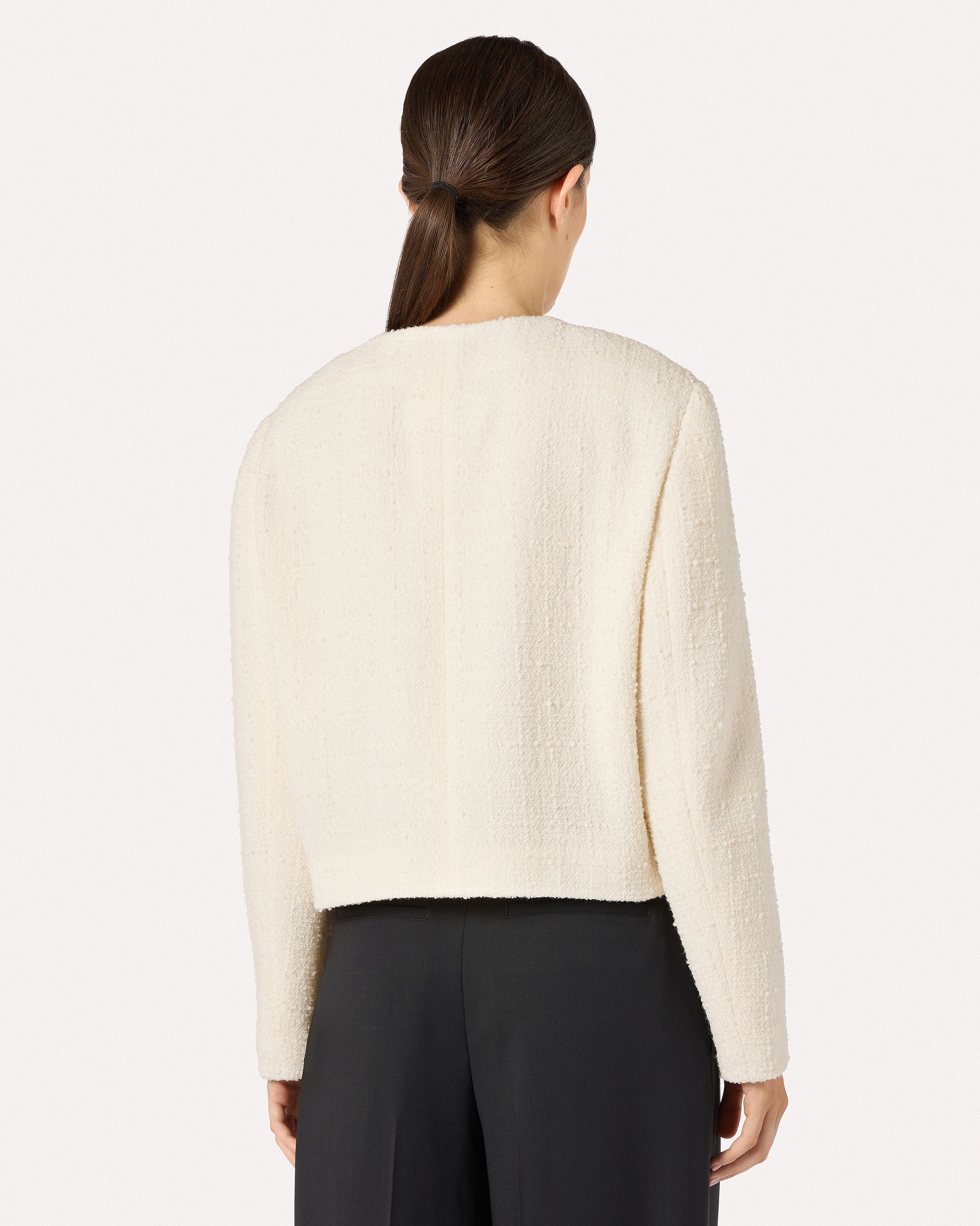 Giacca corta crema in bouclé di lana WHITE Lardini 5