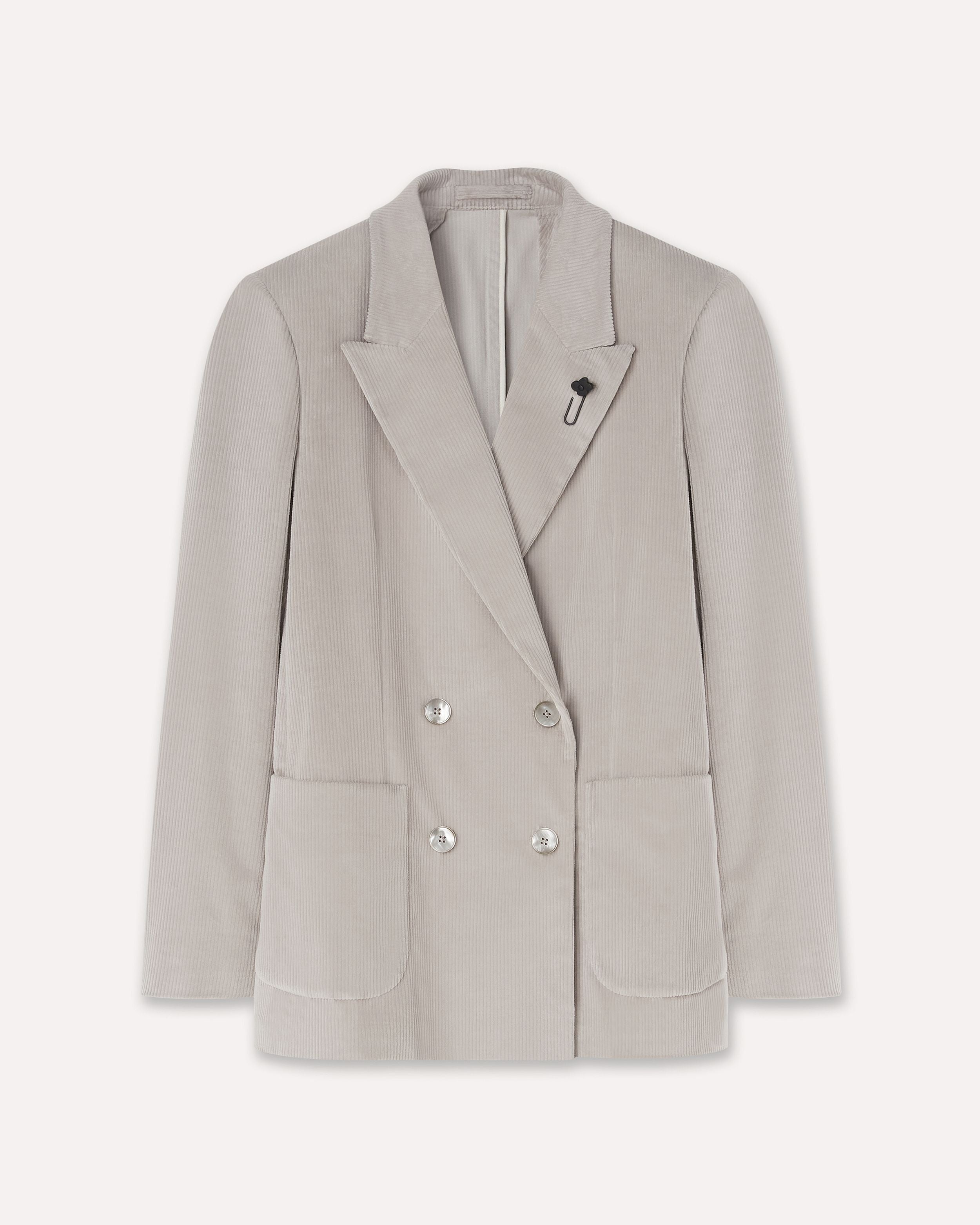 Giacca doppiopetto in velluto stretch grigio GREY Lardini 1