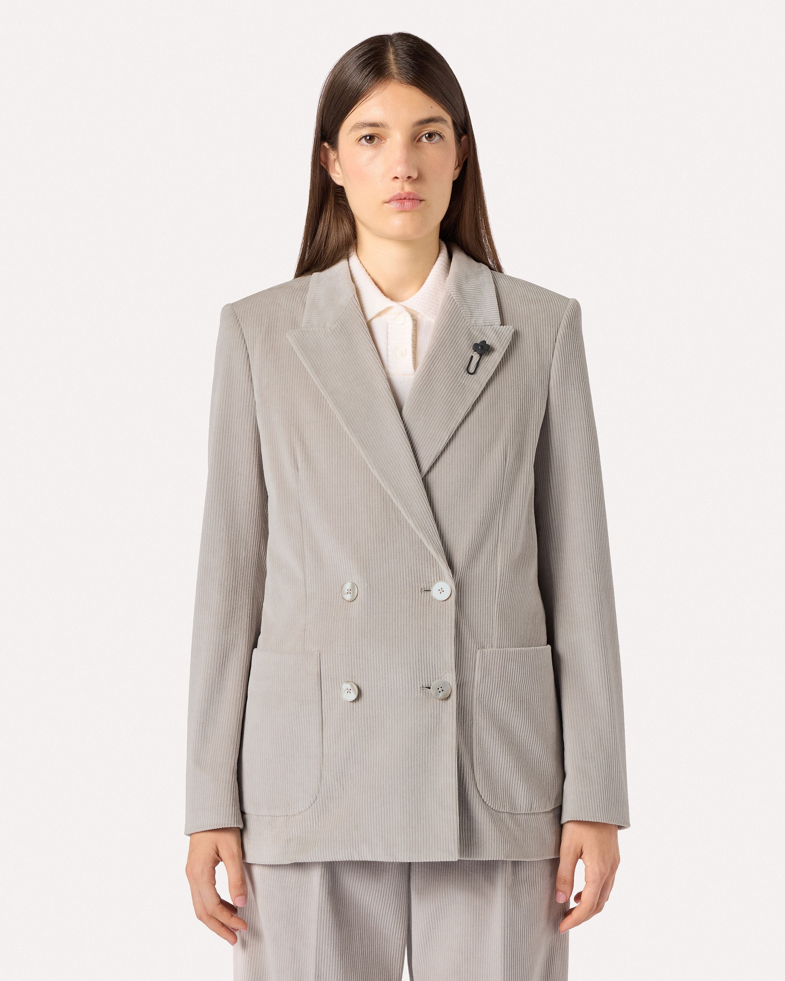 Giacca doppiopetto in velluto stretch grigio GREY Lardini 4