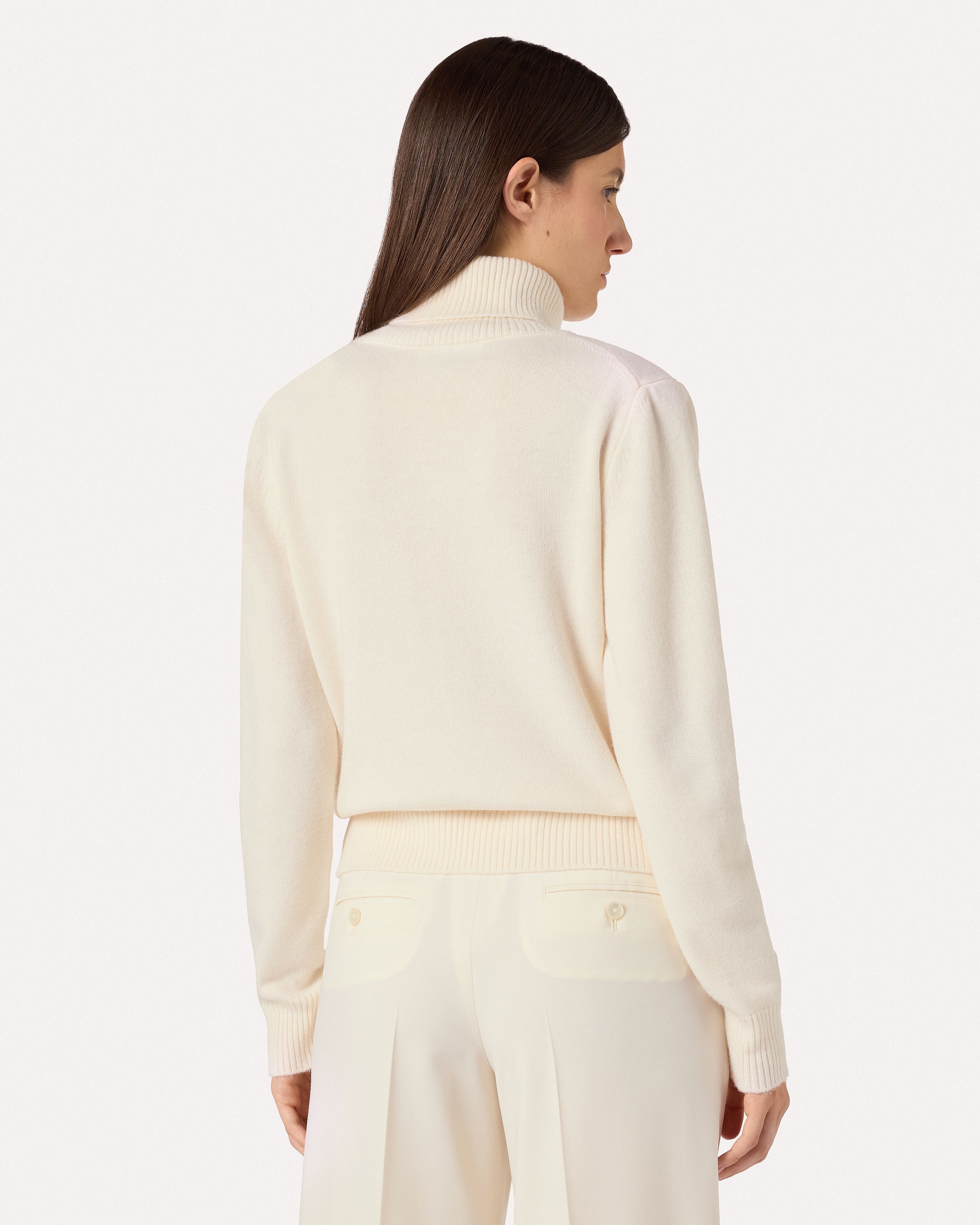 Cream-colored turtleneck in pure virgin wool CREAM Lardini 5