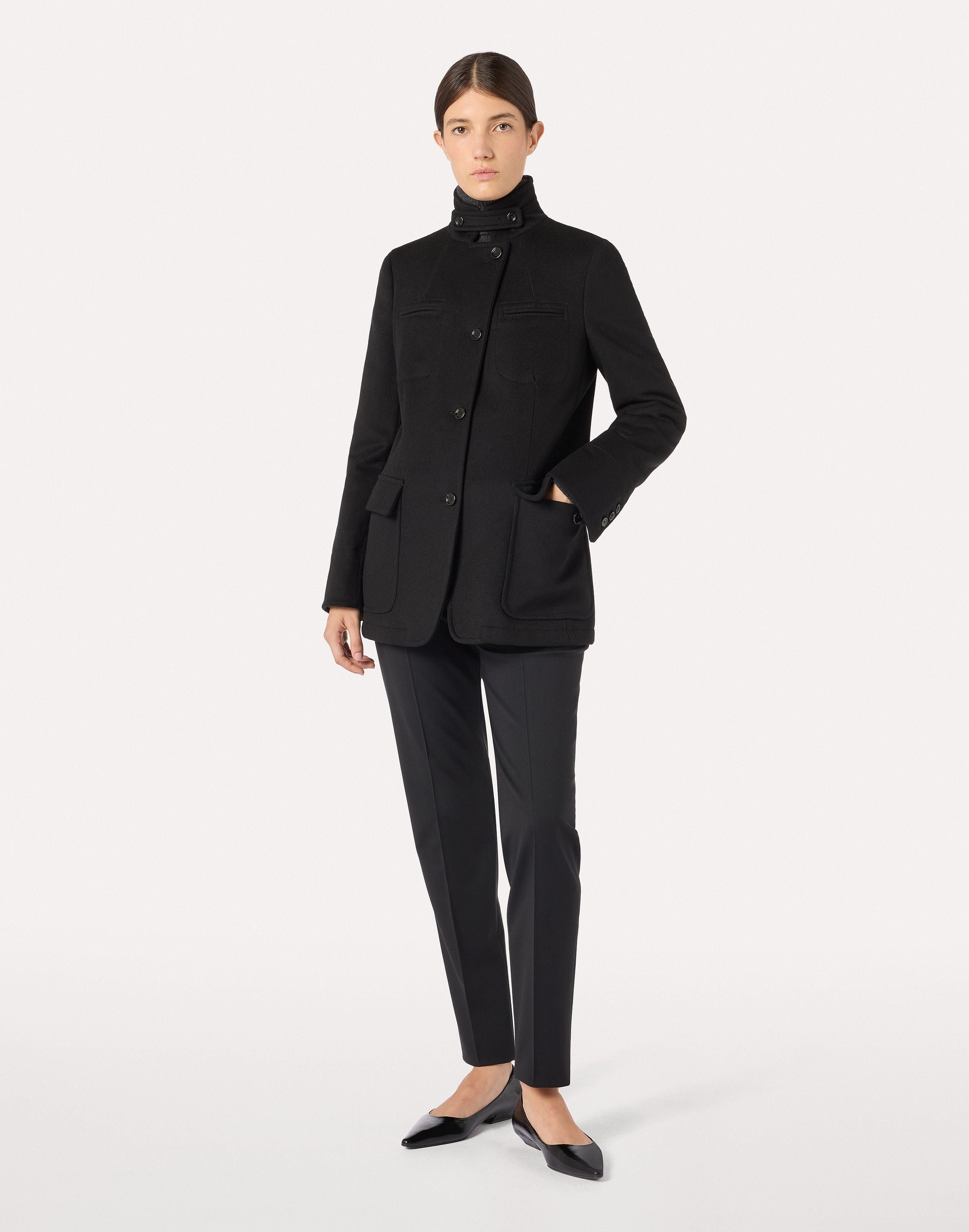 Asymmetric single-breasted black jacket in lightweight wool cloth BLACK Lardini 2